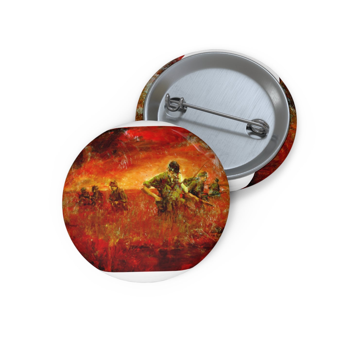 Artwork: "Man/Ready" Vietnam. Artist: Paul MAC Wiliams. Catalog Number: 1.141.87 Pin Buttons with Crisp Design