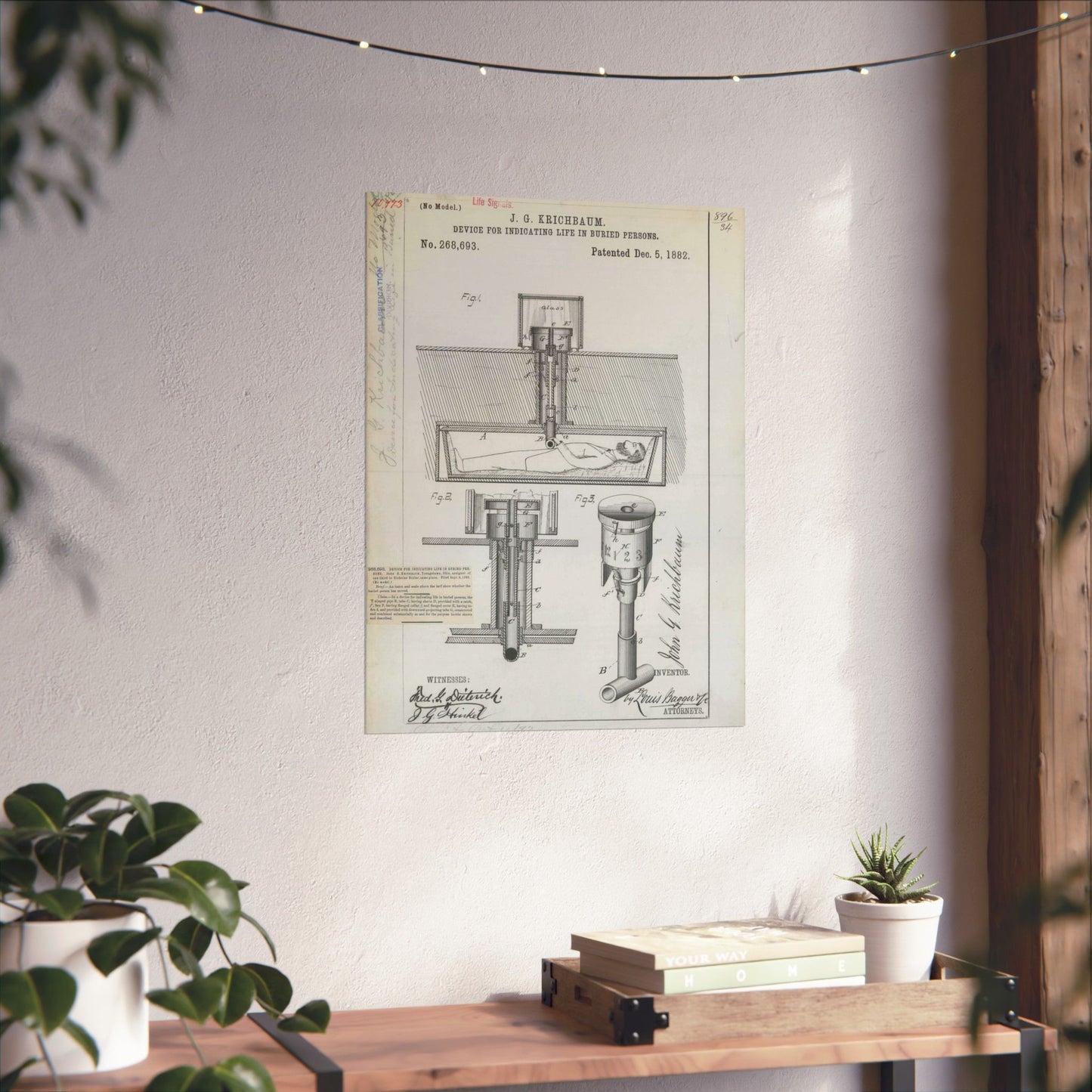Patent drawing - for J. G. Krichbaum's Device for Indicating Life in Buried Persons Public domain image High Quality Matte Wall Art Poster for Home, Office, Classroom