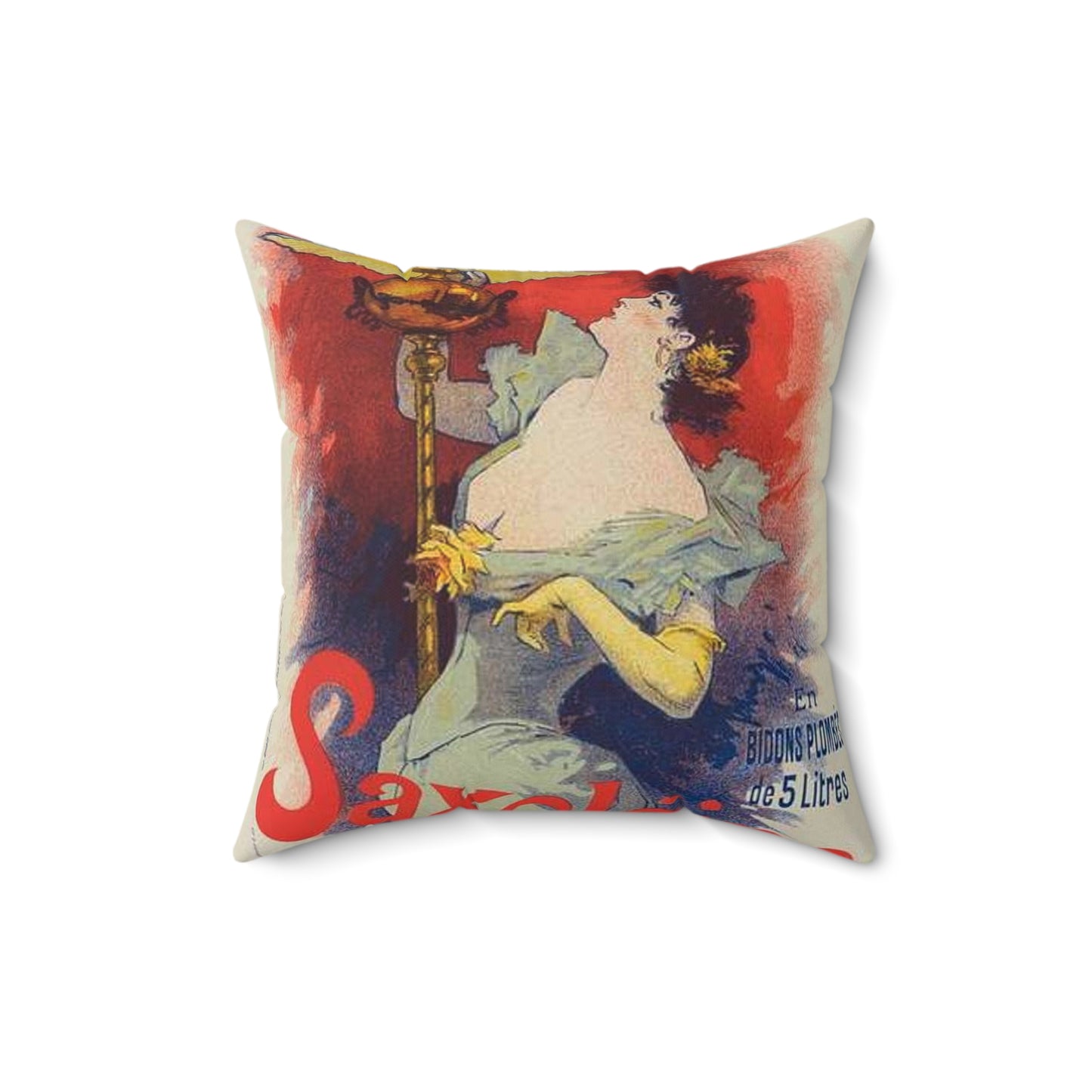 Affiche pour la "Saxoléine". - Art nouveau public domain poster Decorative Accent Square Pillow