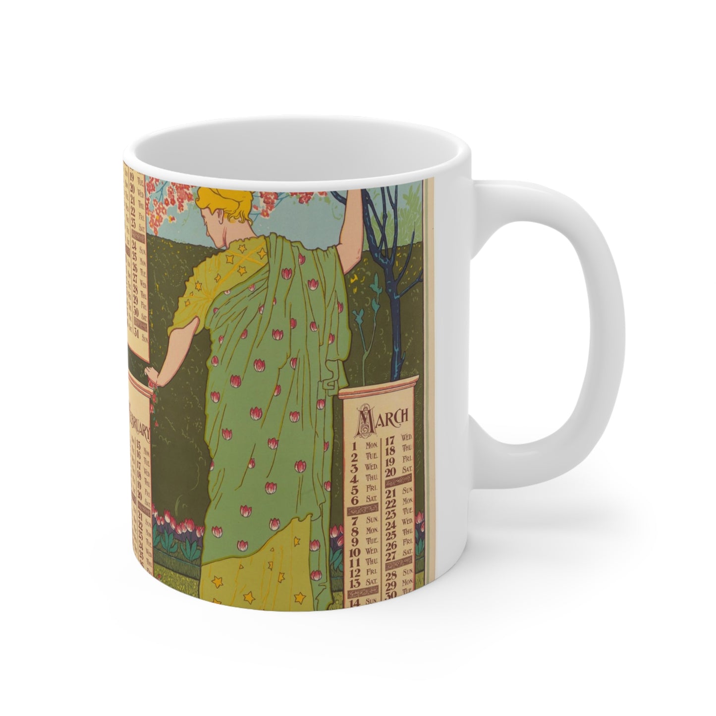 Louis Rhead - January, February, March Beautiful Novelty Ceramic Coffee Mug 11oz
