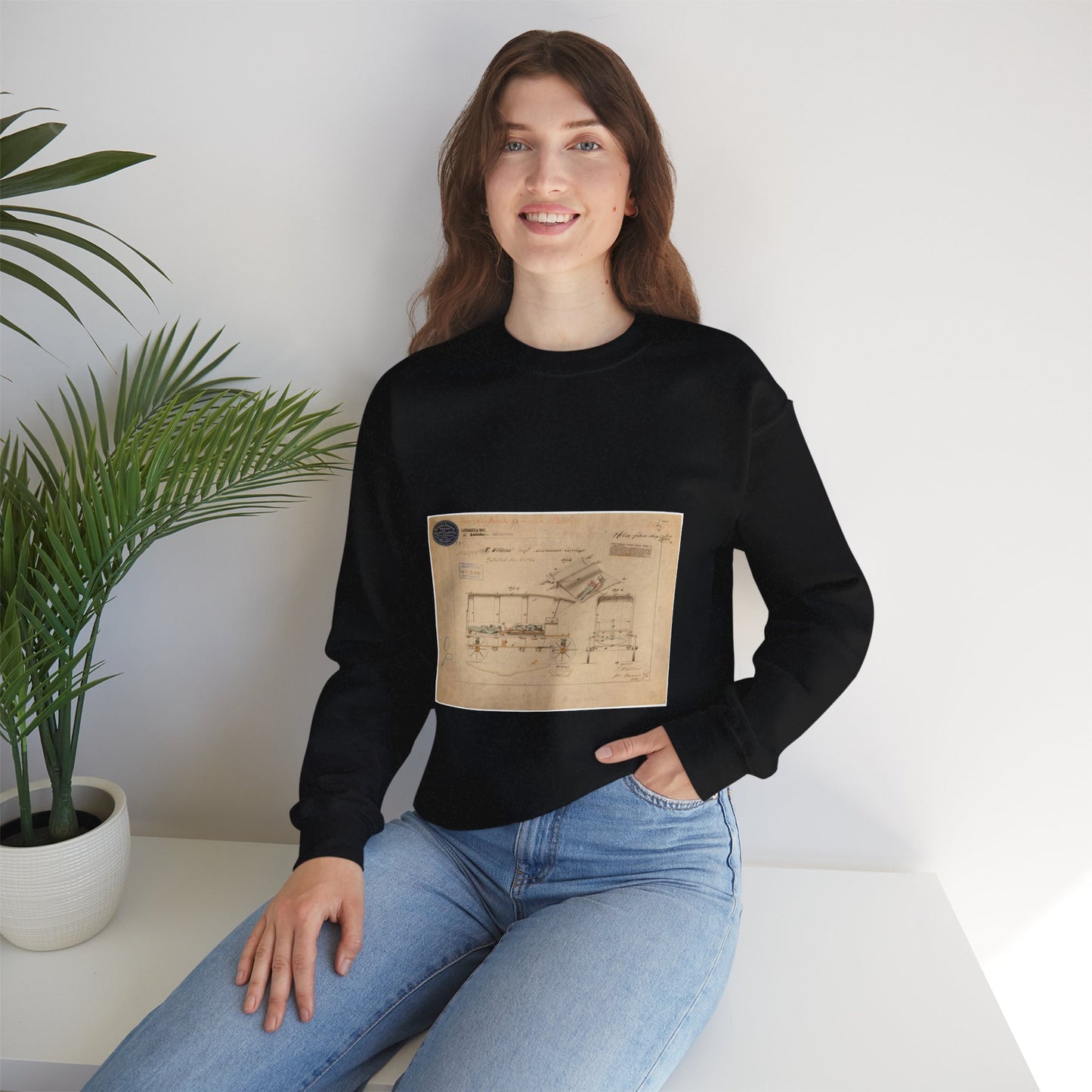 Patent drawing - Drawing of Improved Ambulance Carriage Public domain image Black Heavy Blend Adult Crew Neck SweatShirt