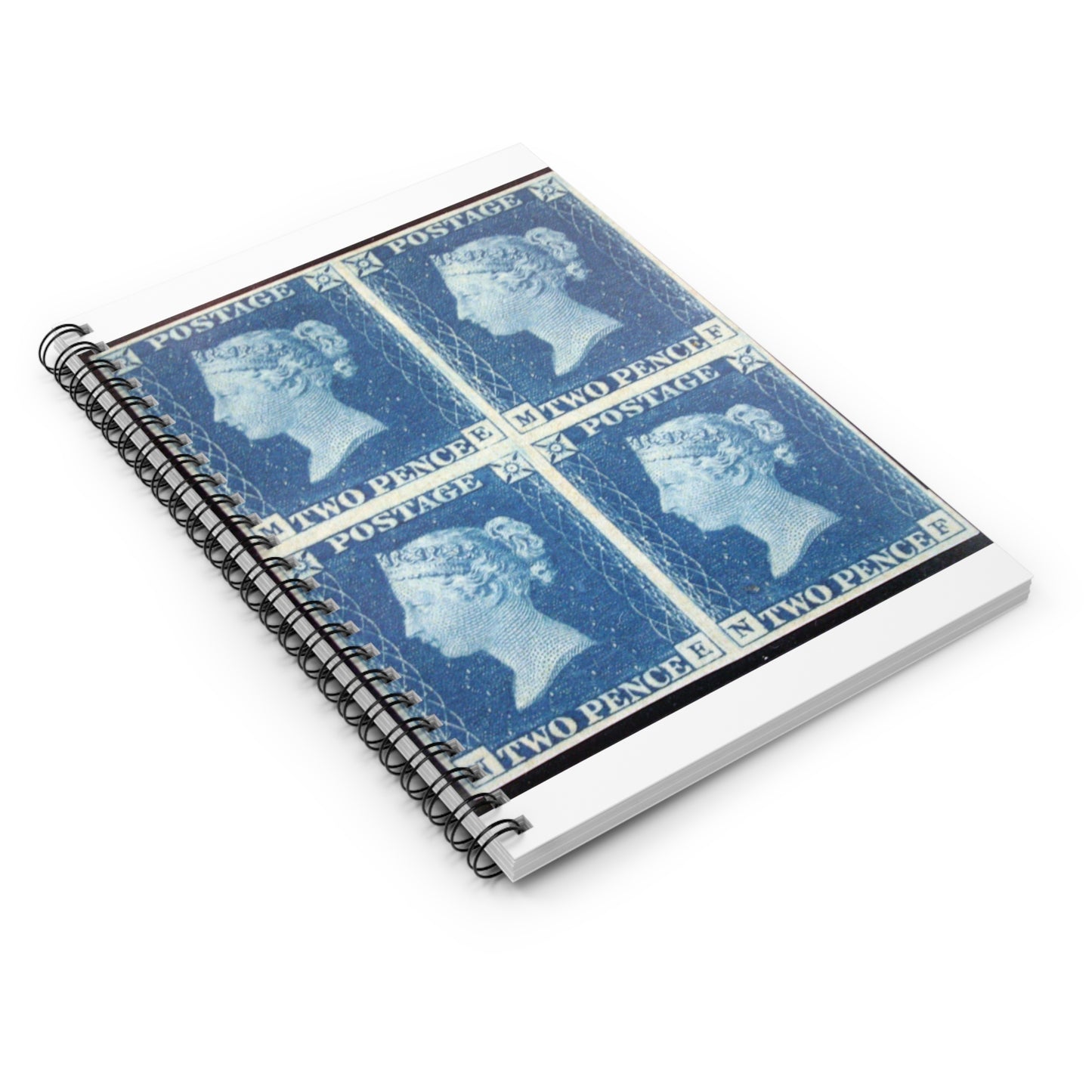 "Two Penny Blue" postage stamps Spiral Bound Ruled Notebook with Printed Cover