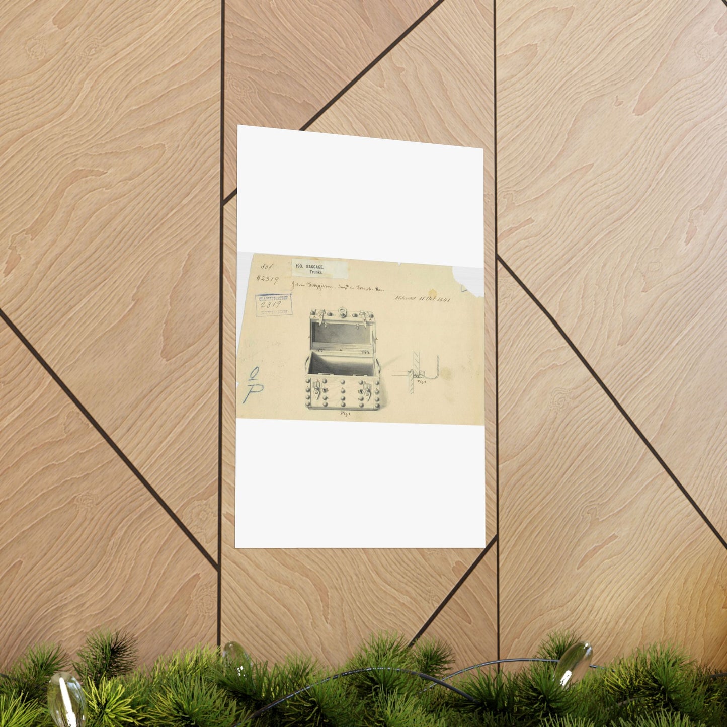 Patent drawing - Drawing of a Traveling Trunk Public domain image High Quality Matte Wall Art Poster for Home, Office, Classroom