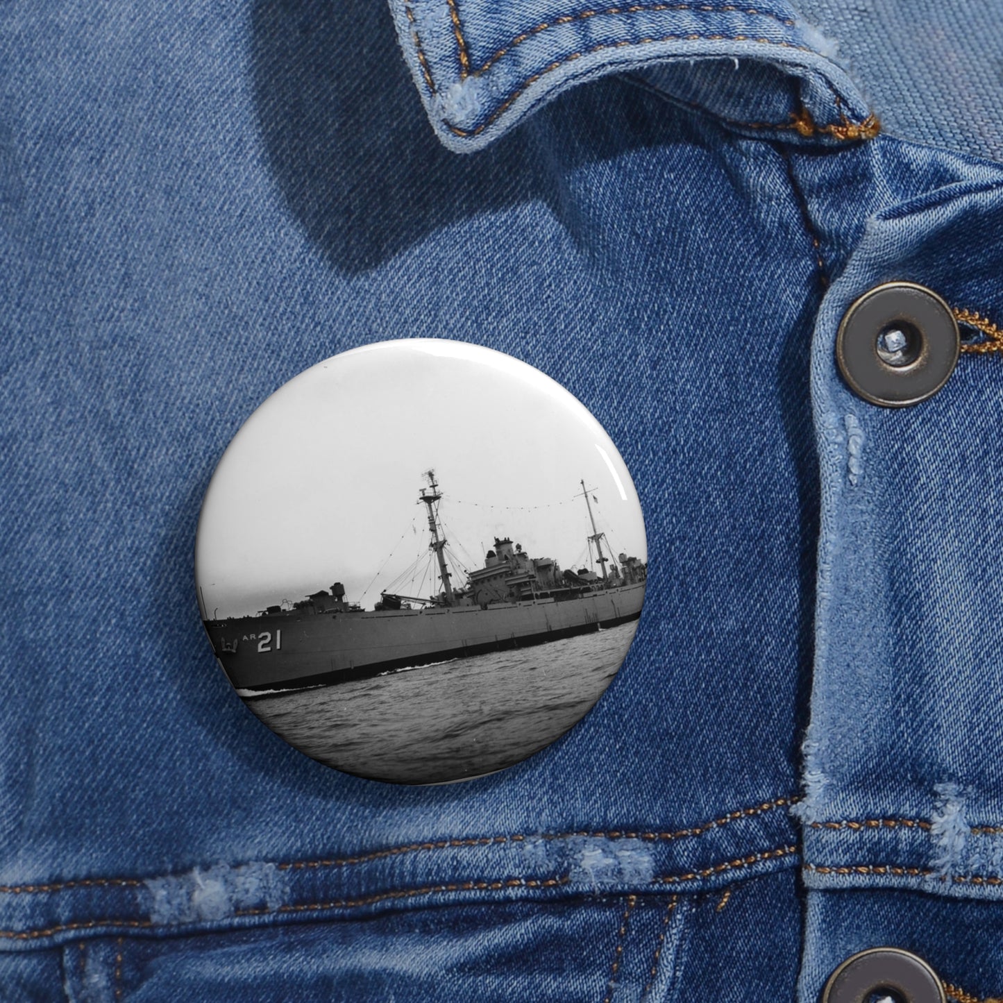 USS Dionysus (AR-21) underway, circa 1952-1955 (USN 1045360) Pin Buttons with Crisp Design