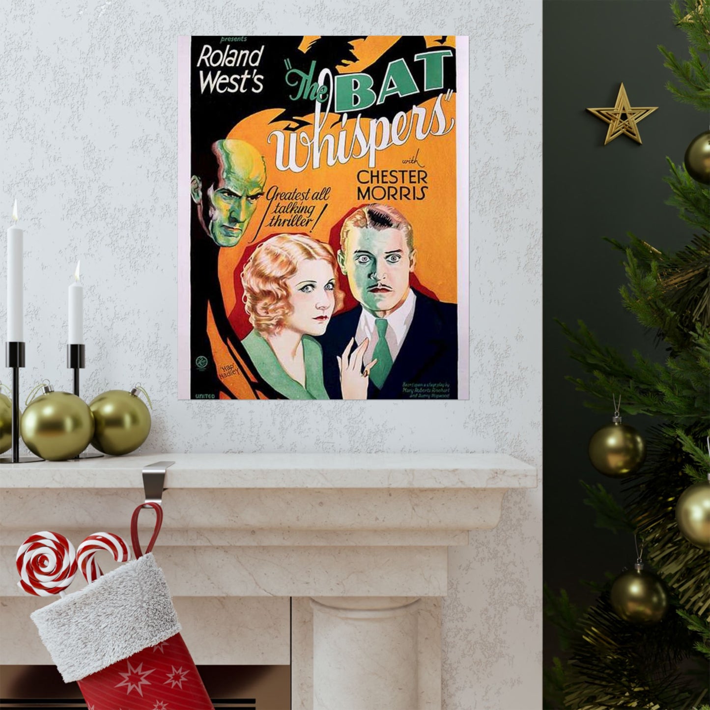 Batwhispers movie poster - Art Deco public domain image High Quality Matte Wall Art Poster for Home, Office, Classroom