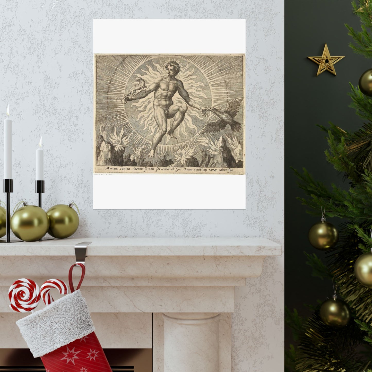 Adriaen Collaert - Vuur - Engraving, Public domain image High Quality Matte Wall Art Poster for Home, Office, Classroom
