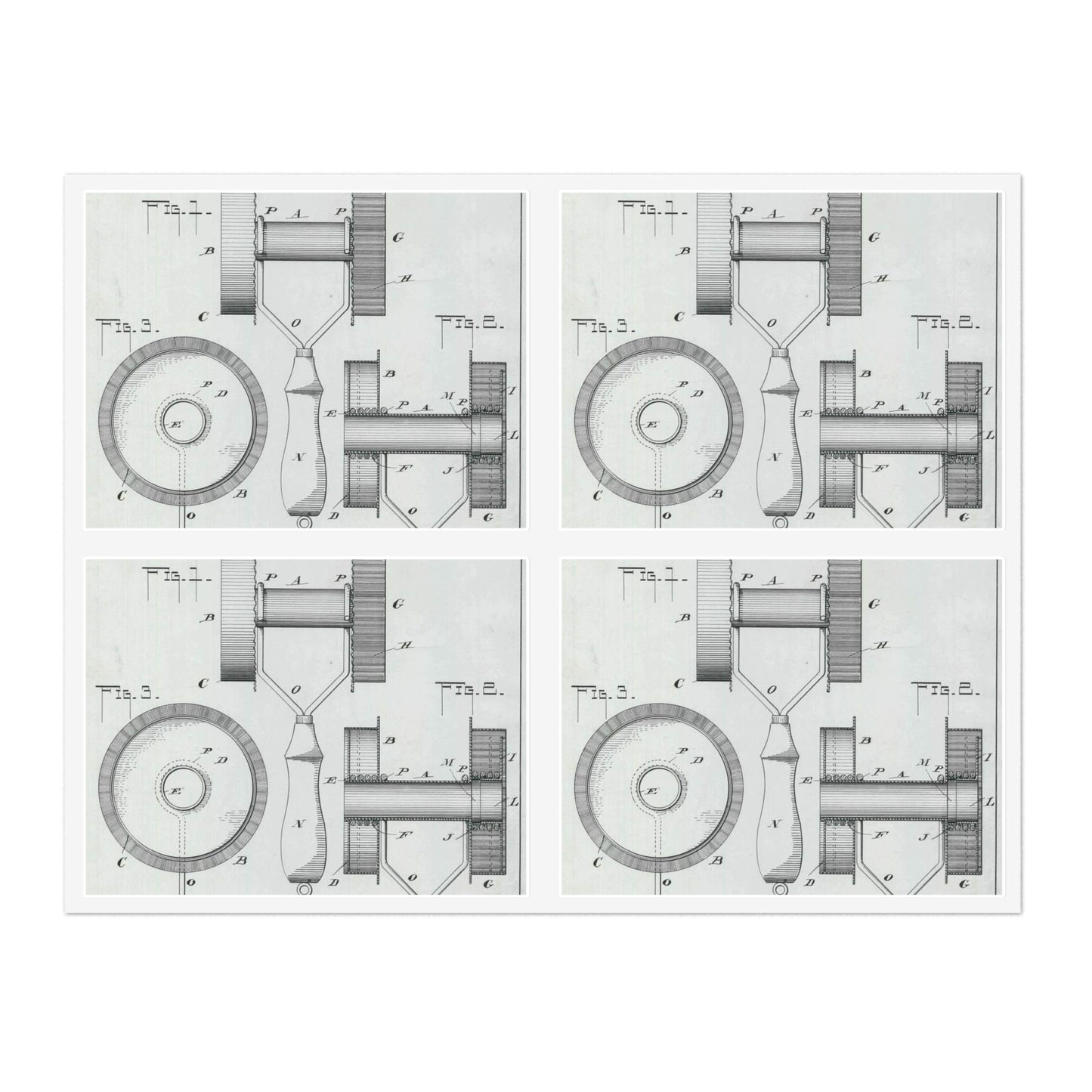 Patent Drawing of Engine - for G. W. Baier's Cake or Doughnut Cutter Public domain image Laminated UV Protective Vinyl Stickers