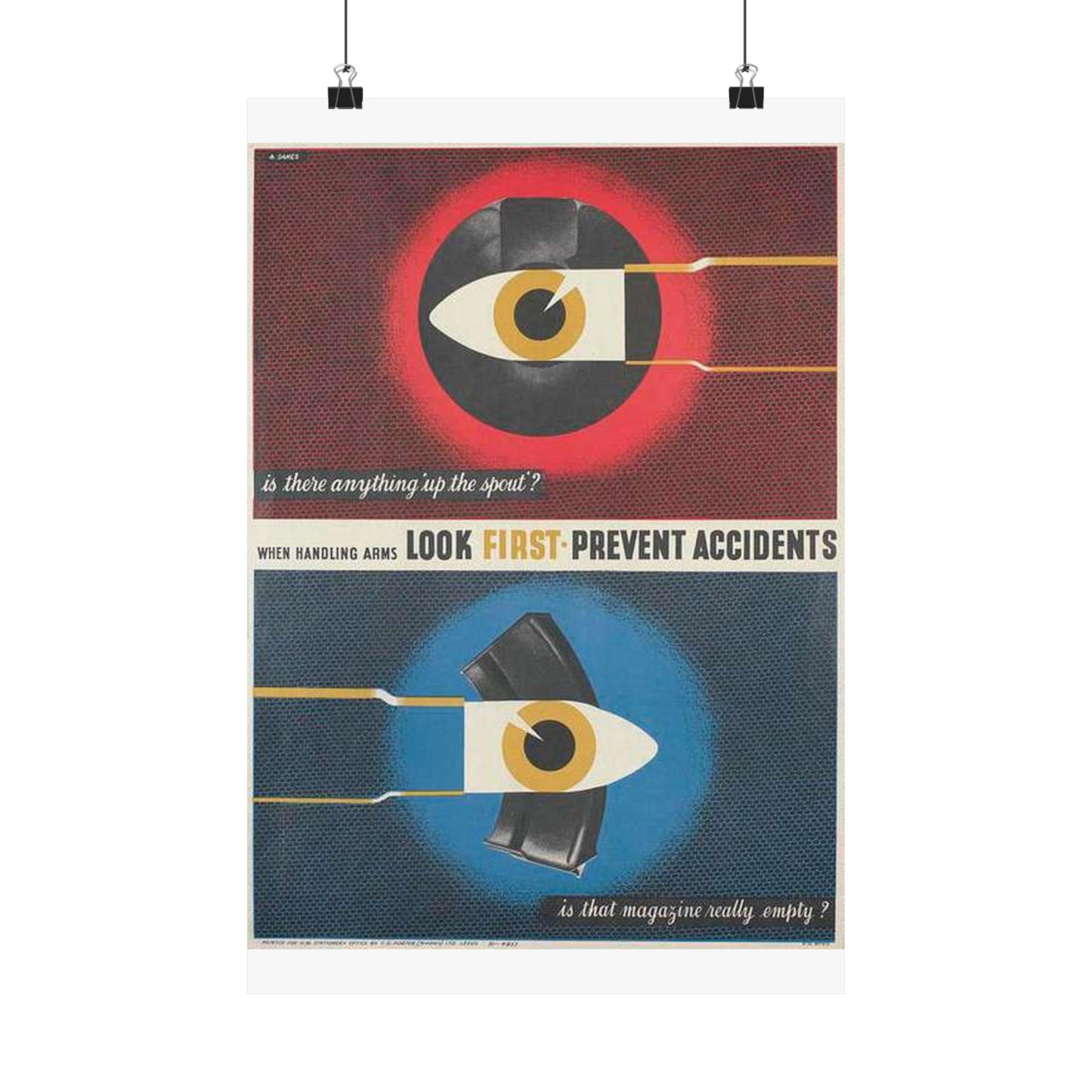 When Handling Arms Look First - Prevent Accidents Art.IWMPST2895 High Quality Matte Wall Art Poster for Home, Office, Classroom