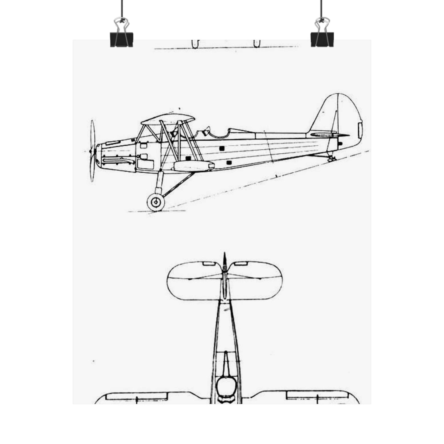 Patent drawing - Gotha Go.145 3-view L'Aerophile August 1937 Public domain image High Quality Matte Wall Art Poster for Home, Office, Classroom