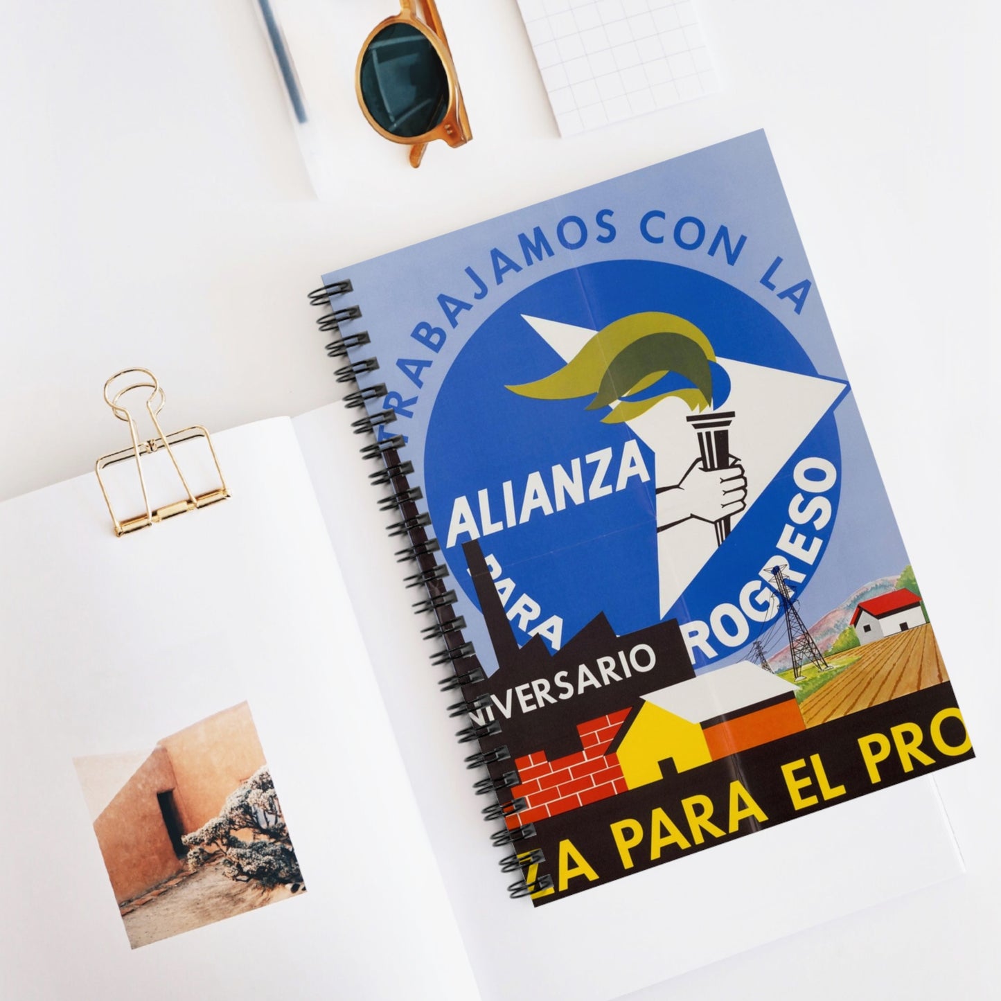 Alliance Posters, Cold War American Propaganda poster Spiral Bound Ruled Notebook with Printed Cover