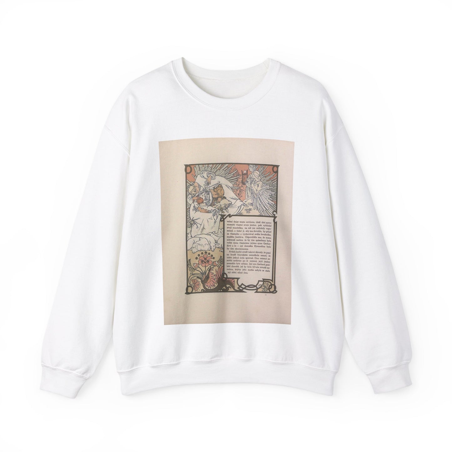 Alphonse Mucha - Ilsea, princezna tripolisska - illustration 01 - Alfons Mucha White Heavy Blend Adult Crew Neck SweatShirt