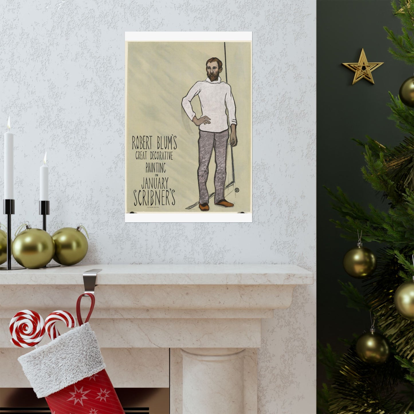 Robert Blum's great decorative painting in January Scribner's High Quality Matte Wall Art Poster for Home, Office, Classroom