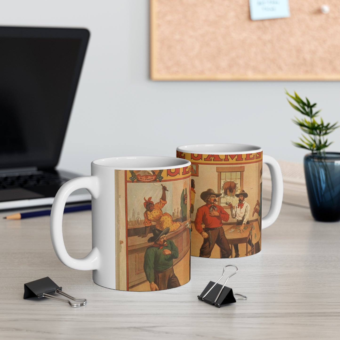 W.I. Swain's western spectacular production, Jesse James Beautiful Novelty Ceramic Coffee Mug 11oz