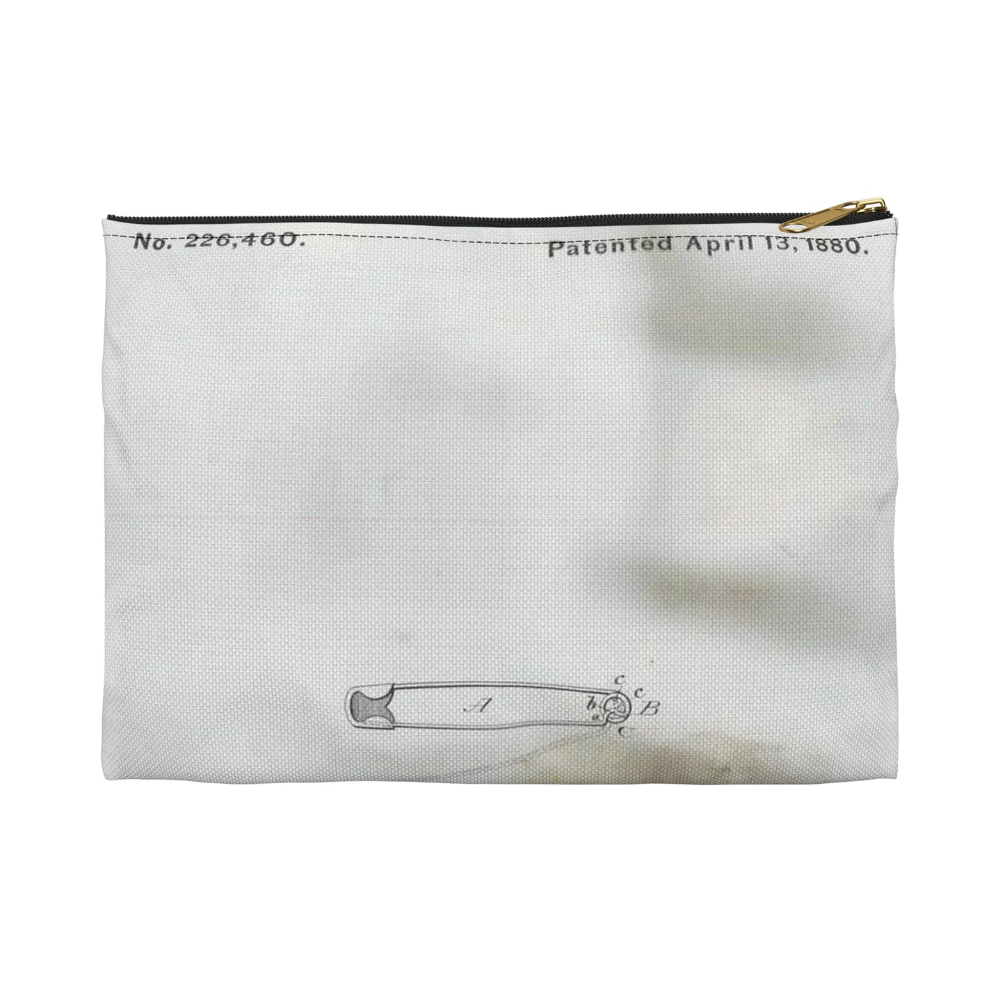 Patent drawing - for A. M. Smith's Safety Pin Public domain image Large Organizer Pouch with Black Zipper