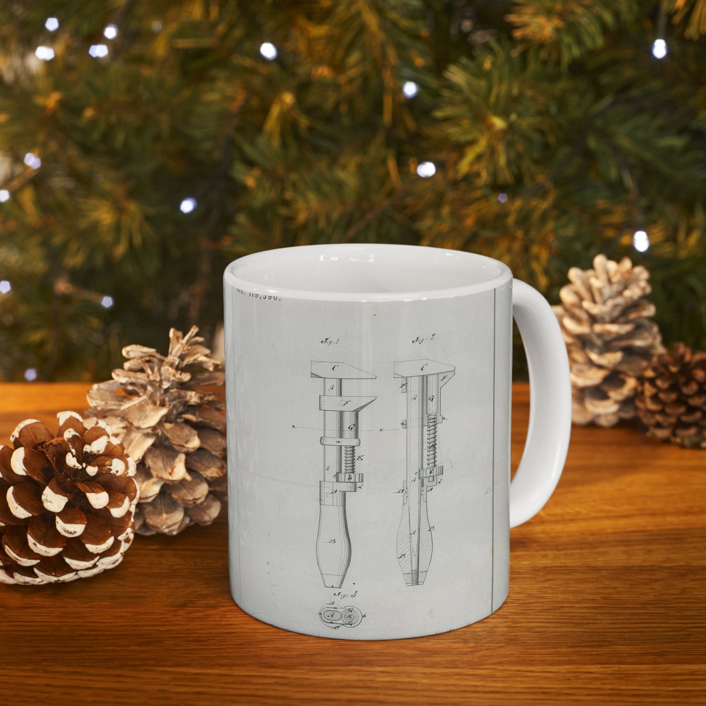 Patent Drawing of Engine - for J. Gates' Monkey Wrench Public domain image Beautiful Novelty Ceramic Coffee Mug 11oz