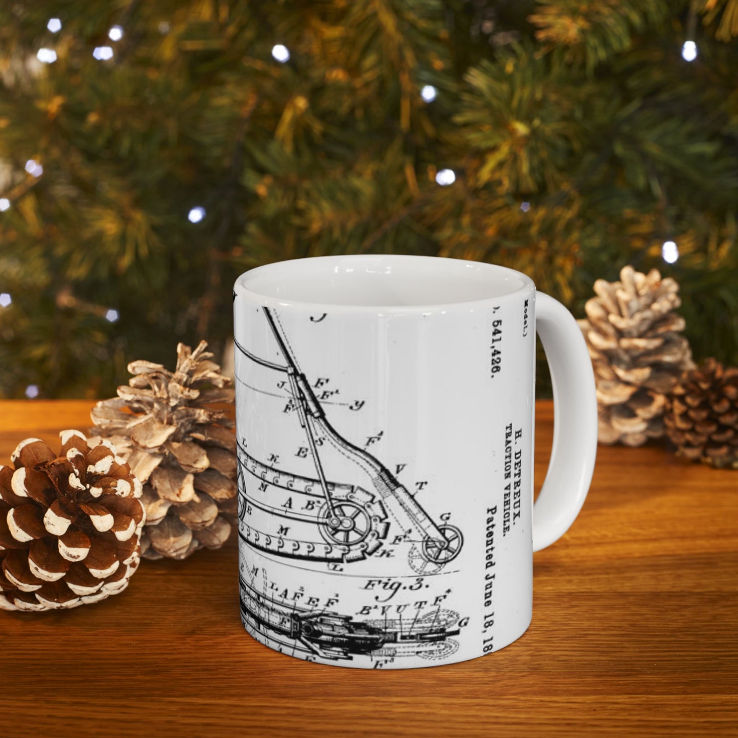Patent drawing - Traction "Vehicle" (Bicycle Patent, 1895) Public domain image Beautiful Novelty Ceramic Coffee Mug 11oz