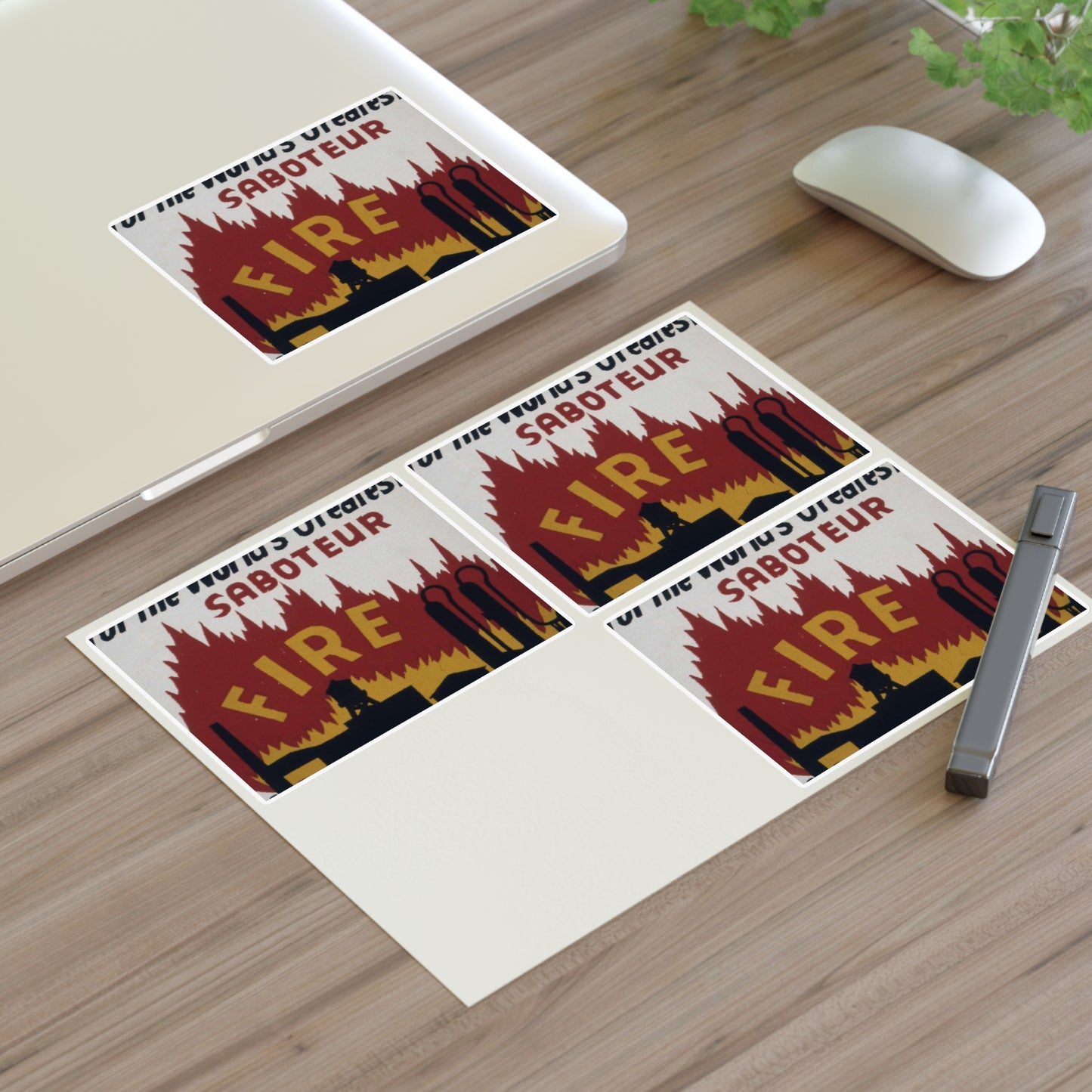 Be on the alert^ for the world's greatest saboteur. Fire. Watch for fire hazards^ - NARA - 535248 Laminated UV Protective Vinyl Stickers