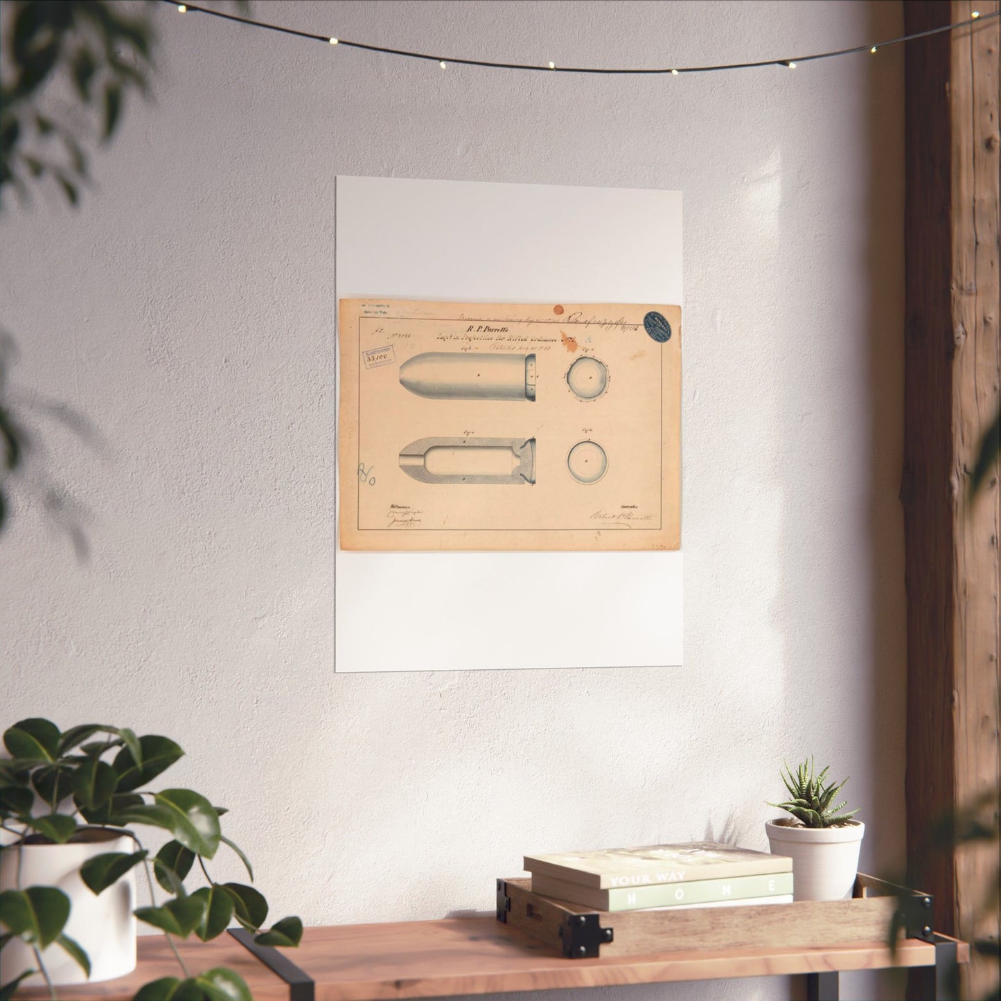 Patent drawing - Drawing of Improvement in Projectiles for Rifled Ordnance Public domain image High Quality Matte Wall Art Poster for Home, Office, Classroom