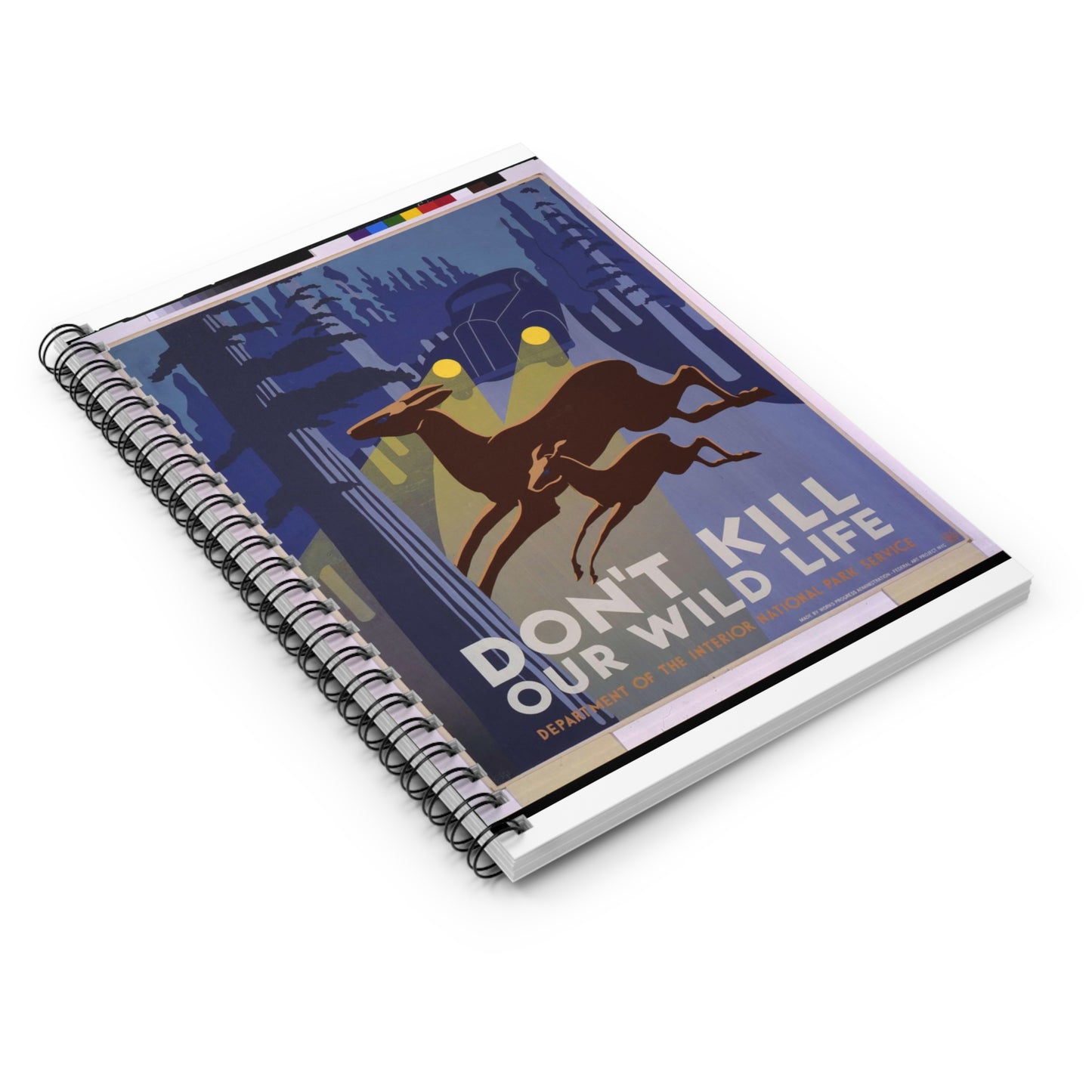 Don't kill our wild life - Art Deco public domain image Spiral Bound Ruled Notebook with Printed Cover