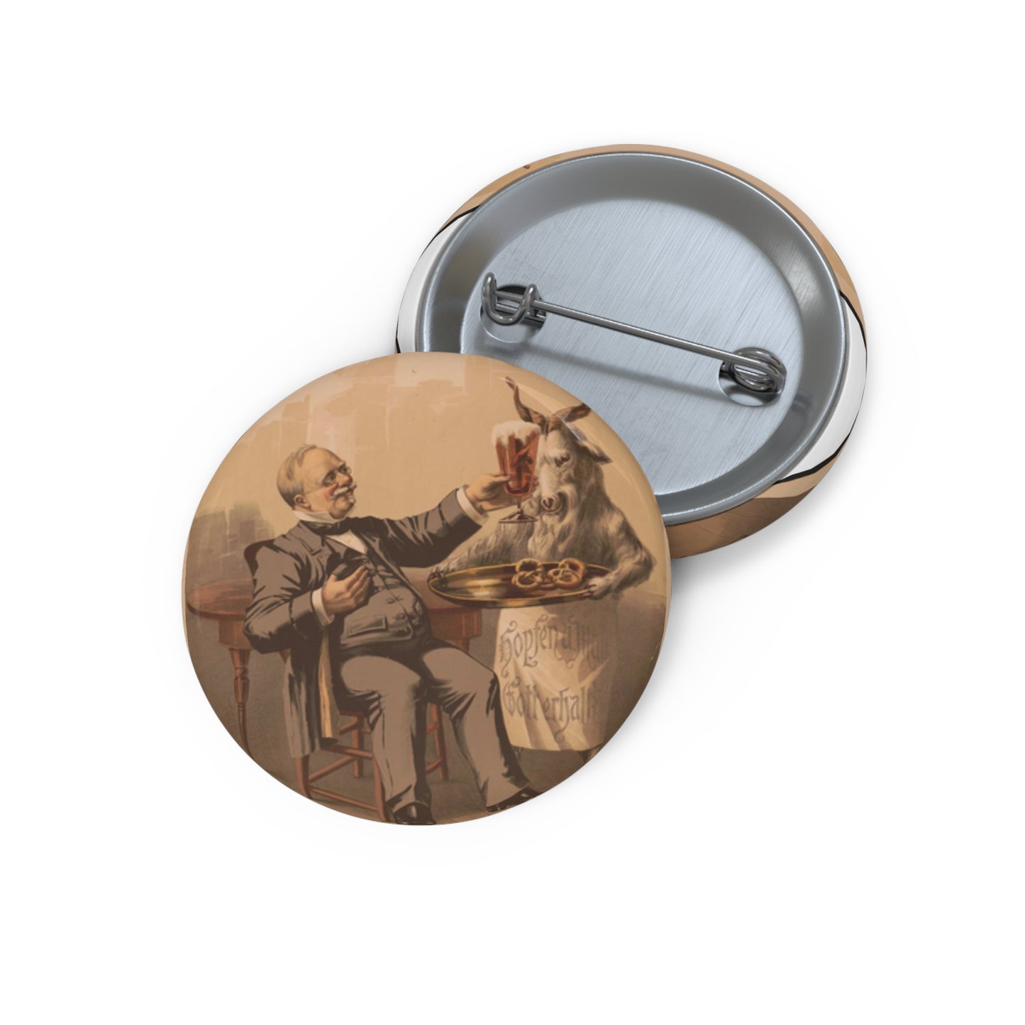"The connoisseur" - Print, Library of Congress collection Pin Buttons with Crisp Design