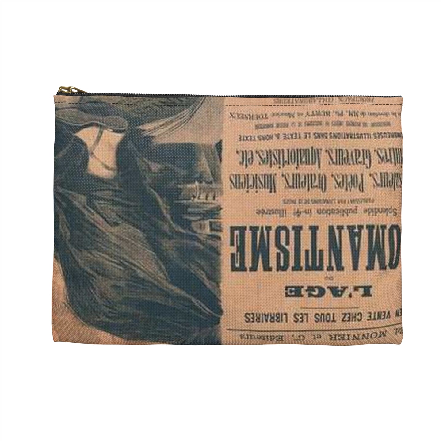 Affiche pour la "Librairie Romantique". Large Organizer Pouch with Black Zipper