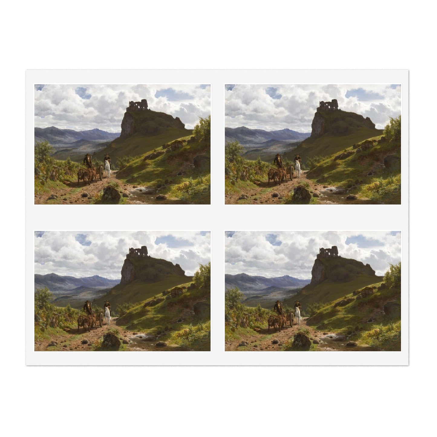 Auguste Bonheur - Les ruines du château d'Apchon Laminated UV Protective Vinyl Stickers
