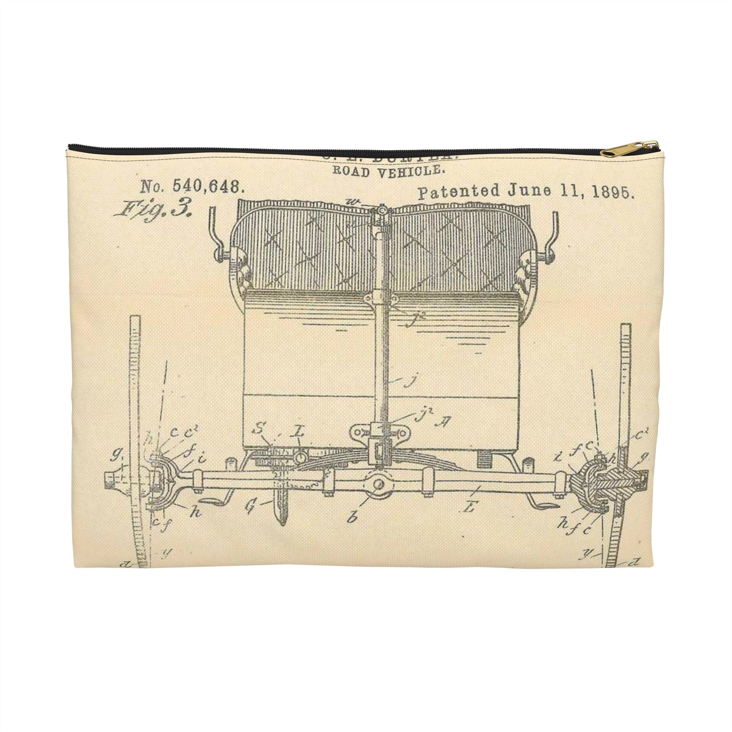 Patent Case File No. 540,648, Road Vehicle, Inventor- Charles E. Duryea - DPLA - fdde267afd883f609ba31de3a2261371 (page 53) Large Organizer Pouch with Black Zipper