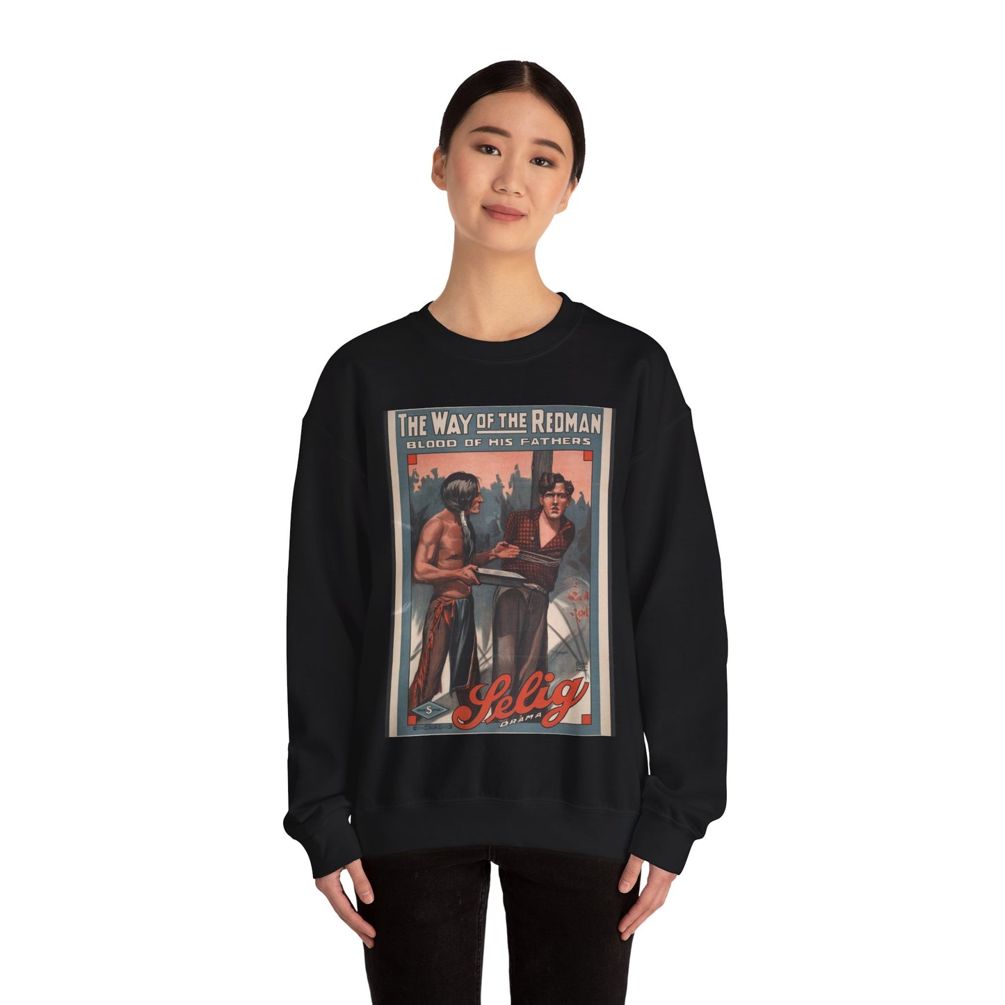 The way of the redman Blood of his fathers. Black Heavy Blend Adult Crew Neck SweatShirt