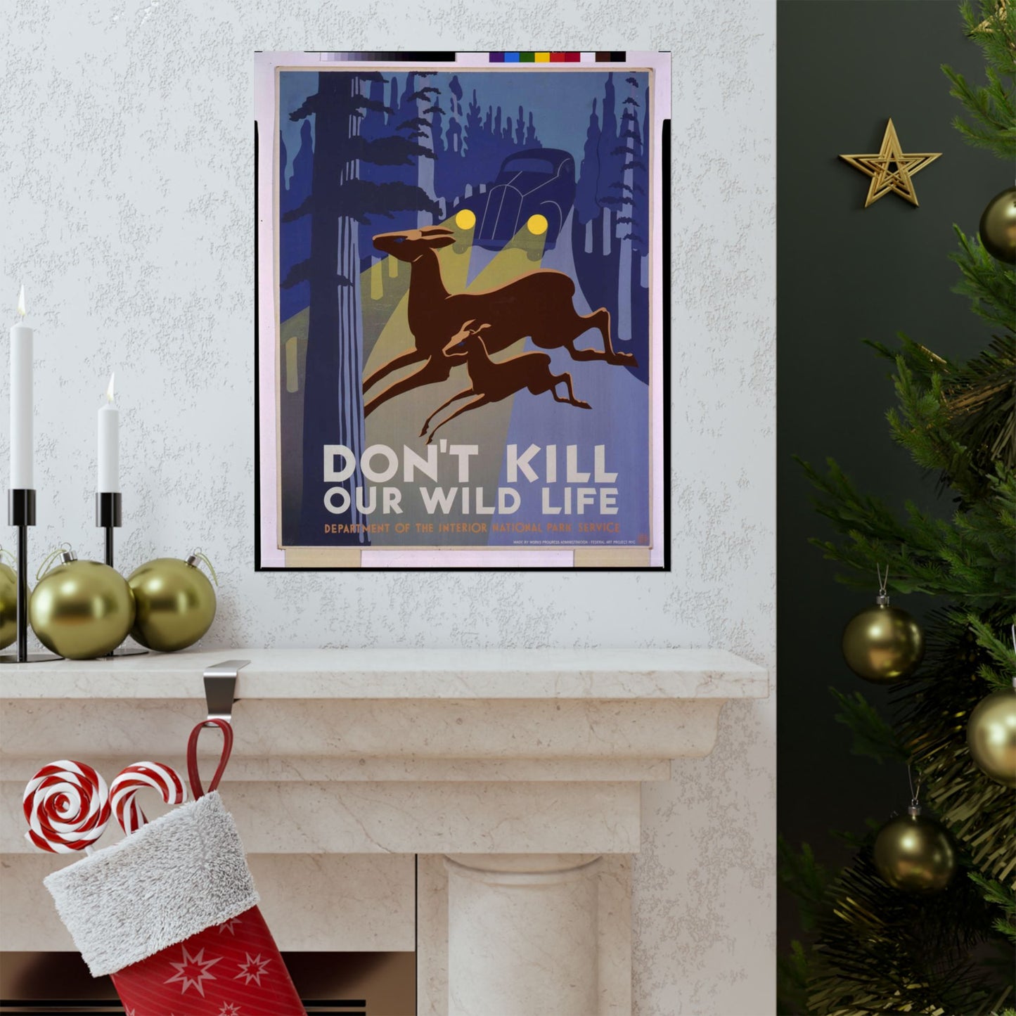 Don't kill our wild life - Art Deco public domain image High Quality Matte Wall Art Poster for Home, Office, Classroom