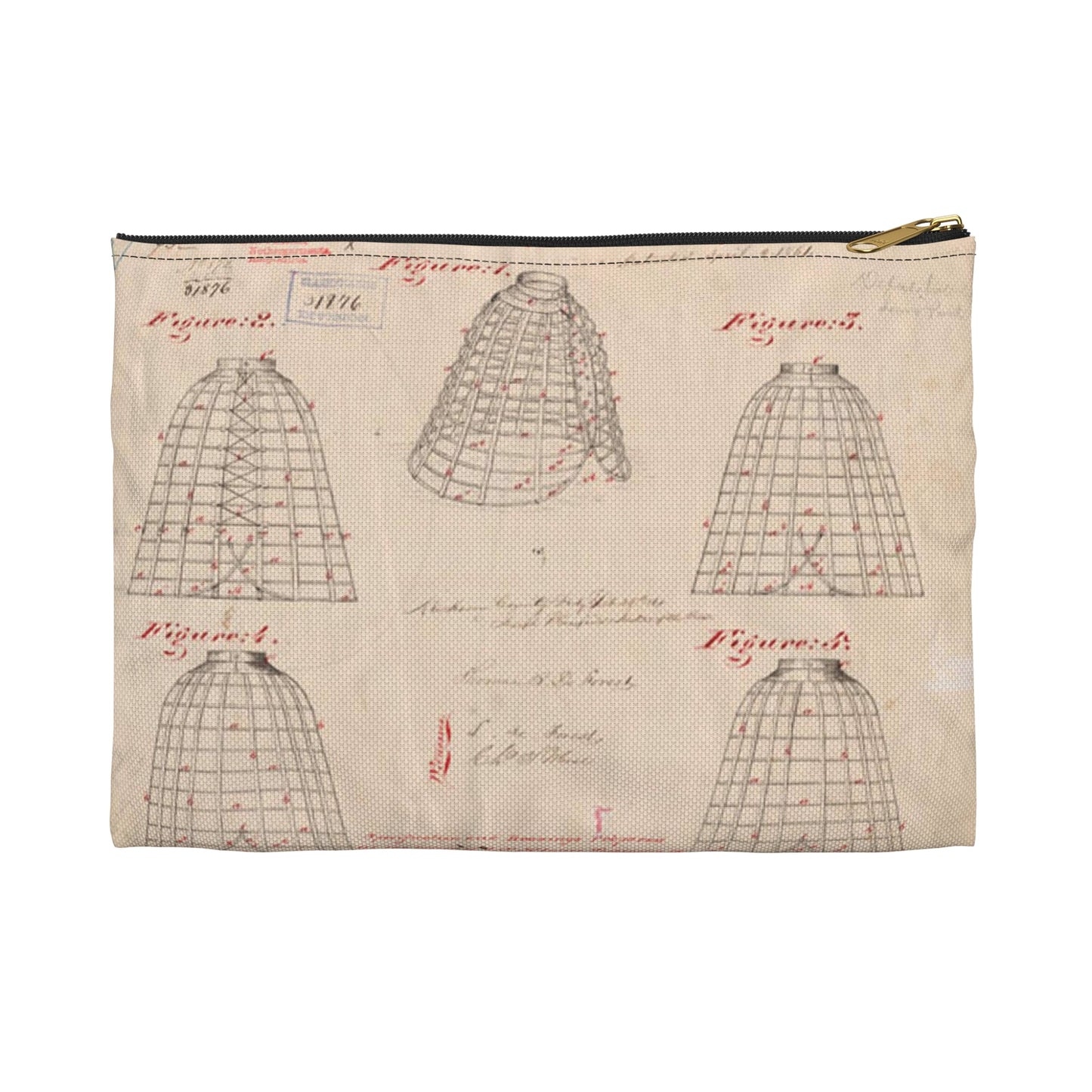Patent drawing - Drawing of Improvements in Hoop Skirts Public domain  image Large Organizer Pouch with Black Zipper
