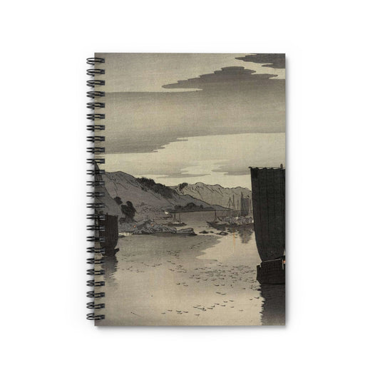 Yūgure no hansen - Public domain portrait drawing  Spiral Bound Ruled Notebook with Printed Cover