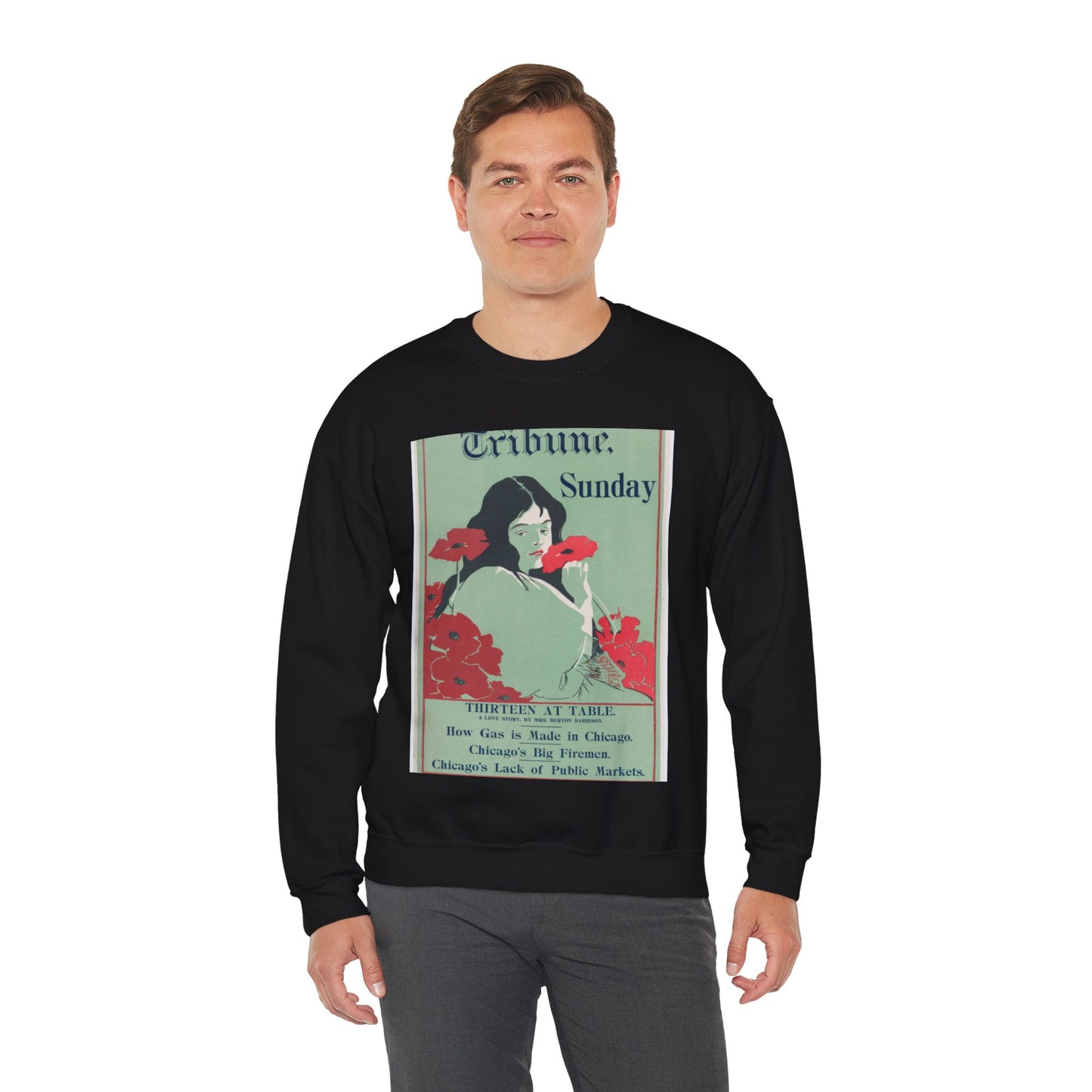 Poster - Tribune: Sunday, 19th century - Public domain lithograph Black Heavy Blend Adult Crew Neck SweatShirt