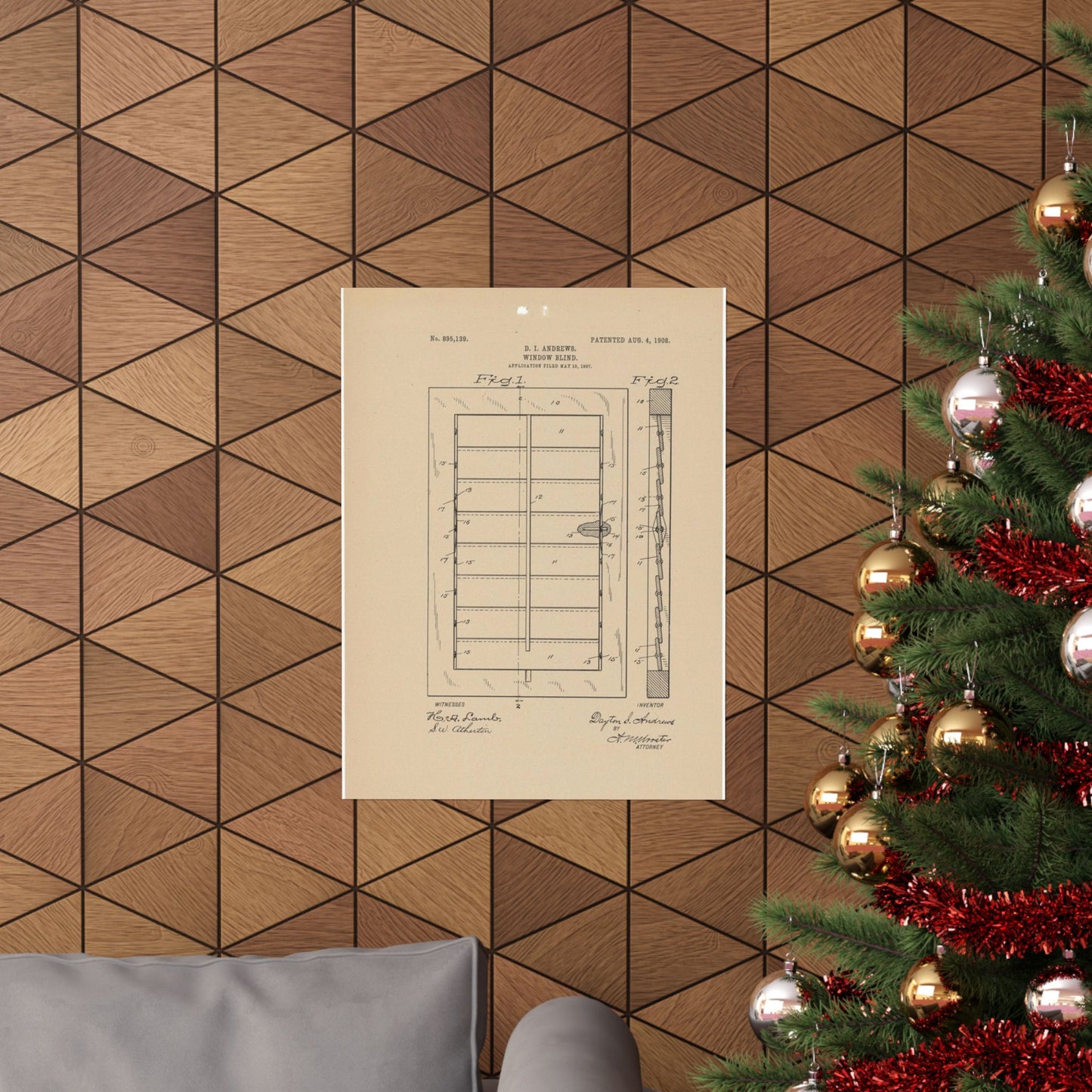 Patent Drawing of Engine - for a Window Blind Public domain  image High Quality Matte Wall Art Poster for Home, Office, Classroom