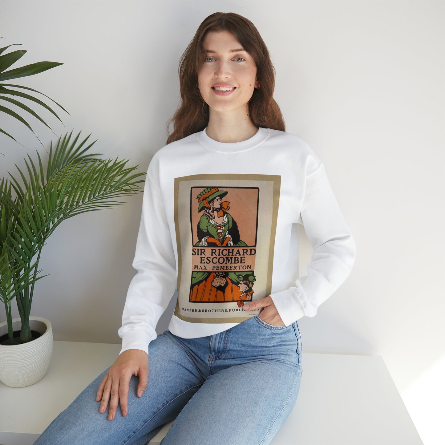 Sir Richard Escombe. - Drawing. Public domain image. White Heavy Blend Adult Crew Neck SweatShirt