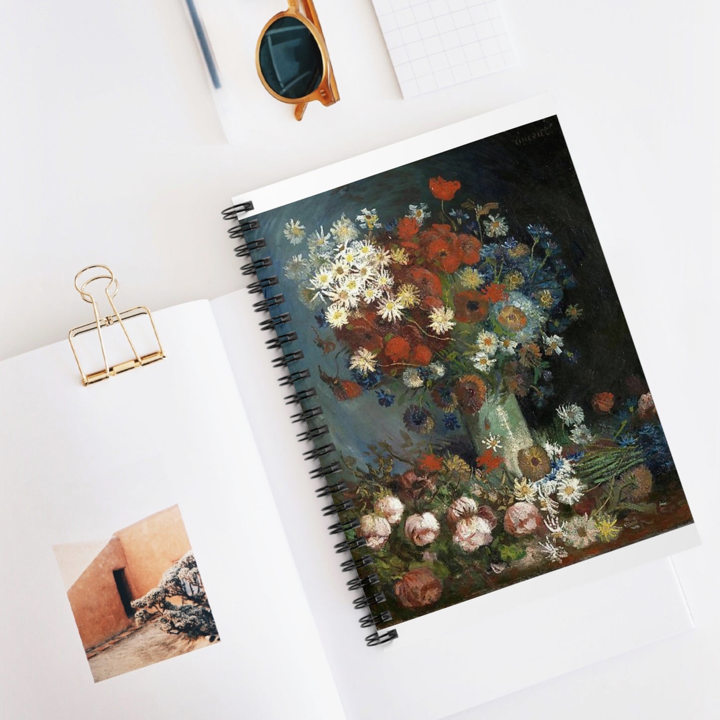 Still life with meadow flowers and roses Van Gogh 1886 Spiral Bound Ruled Notebook with Printed Cover