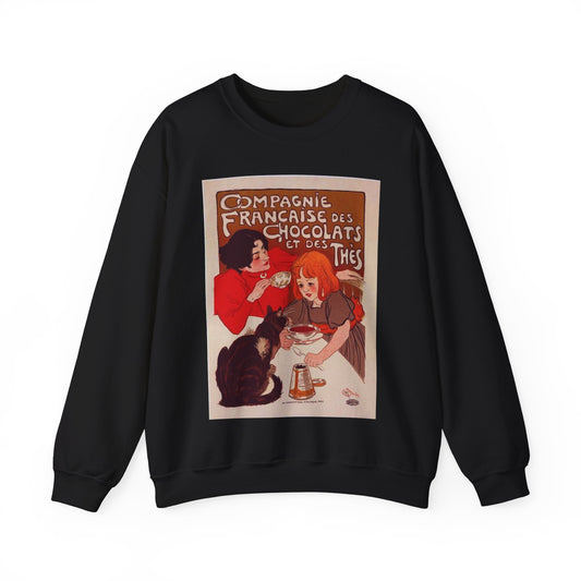 Affiche pour le "Chocolat de la Compagnie Française". Black Heavy Blend Adult Crew Neck SweatShirt