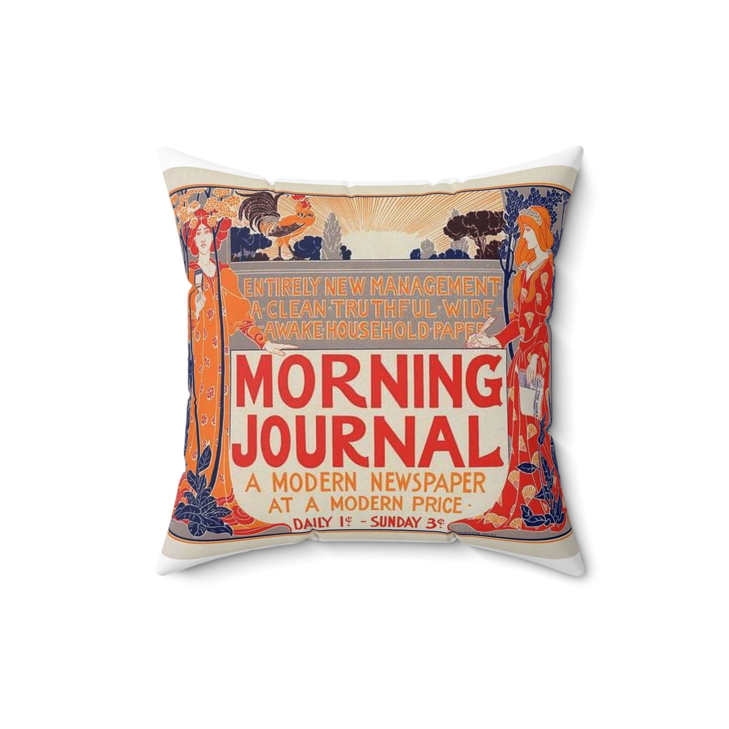 Louis Rhead - Affiche américaine pour le "Morning Journal". Decorative Accent Square Pillow