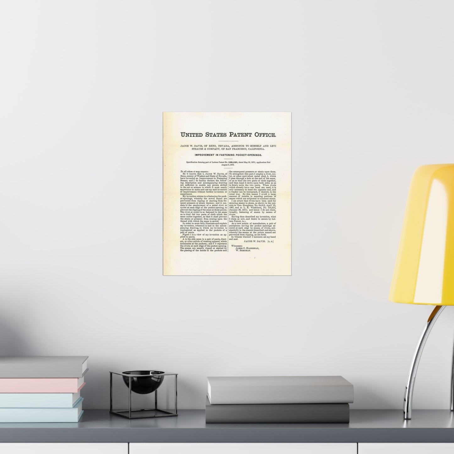 Patent Case File No. 139,121, Improvement in Fastening Pocket Openings, Inventor- Jacob W. Davis - DPLA - afb017b06366ded5b3d9735cb413b735 (page 29) High Quality Matte Wall Art Poster for Home, Office, Classroom