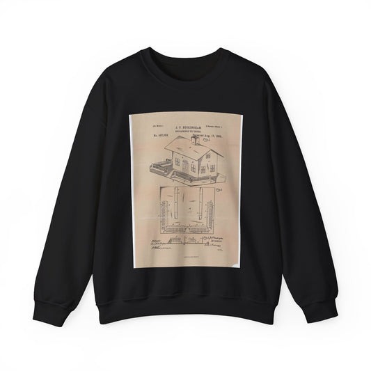 Patent Drawing of Engine - Drawing for a Collapsible Toy House Public domain  image Black Heavy Blend Adult Crew Neck SweatShirt