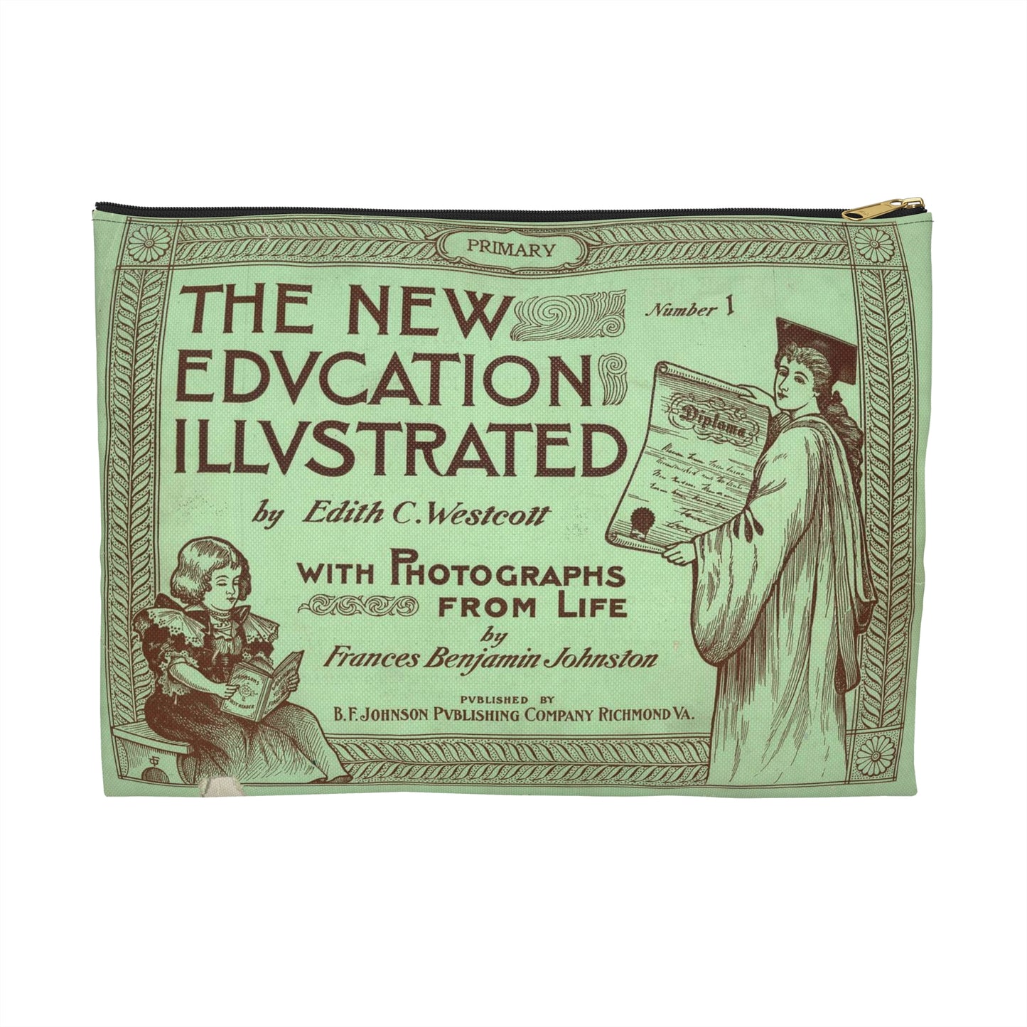 The New Education Illustrated by Edith C. Westcott with photograhs from life by Frances Benjamin Johnston, Number 1 - Primary Large Organizer Pouch with Black Zipper