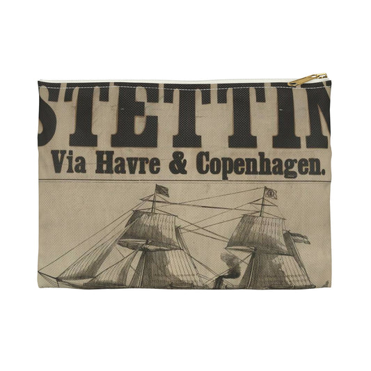 Baltischer Lloyd - dampfschifssabrt nach Stettin via Havre & Copenhagen Large Organizer Pouch with Black Zipper