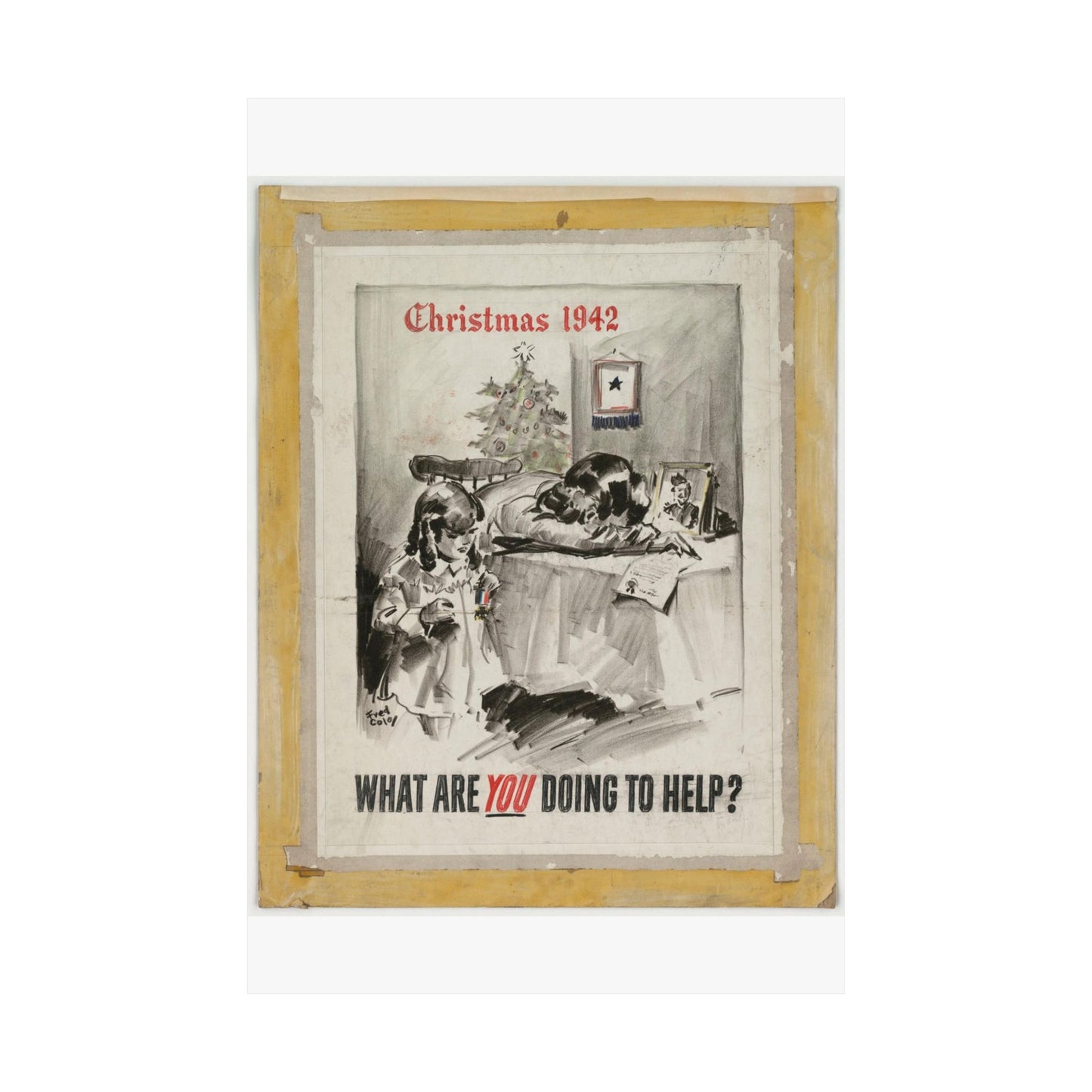 What Are You Doing to Help?  Christmas 1942 High Quality Matte Wall Art Poster for Home, Office, Classroom