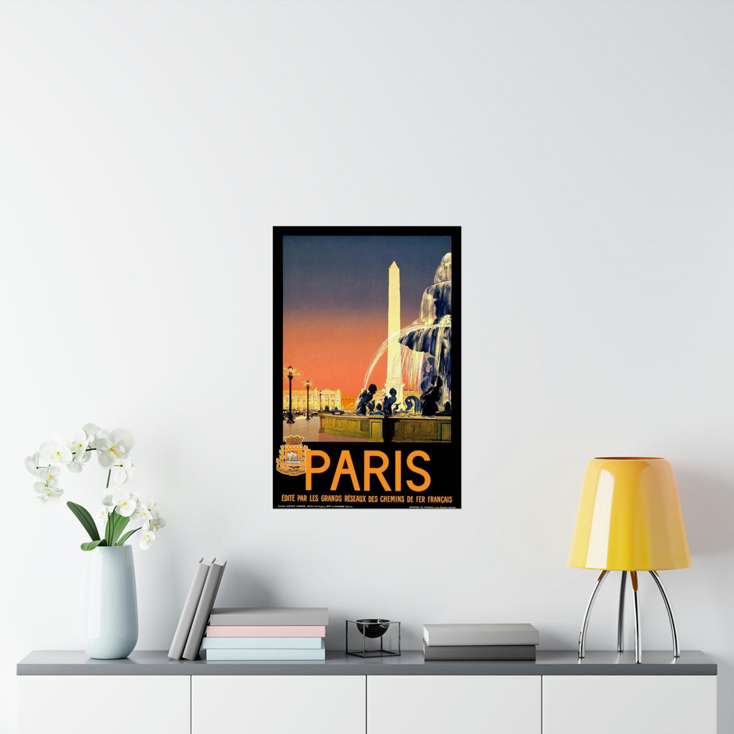 Paris. Vintage Travel Poster. - Art Deco public domain image High Quality Matte Wall Art Poster for Home, Office, Classroom