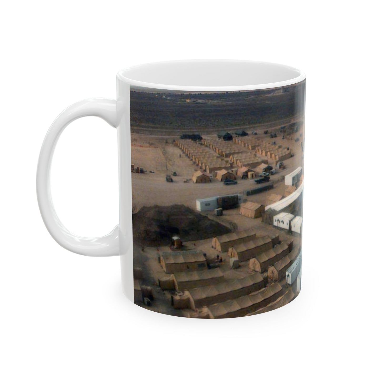 Looking North, living and operations facilities can be seen from the top of a 120-foot tower at Ahmed al Jaber Air Base, Kuwait, during Operation SOUTHERN WATCH 1998 Beautiful Novelty Ceramic Coffee Mug 11oz