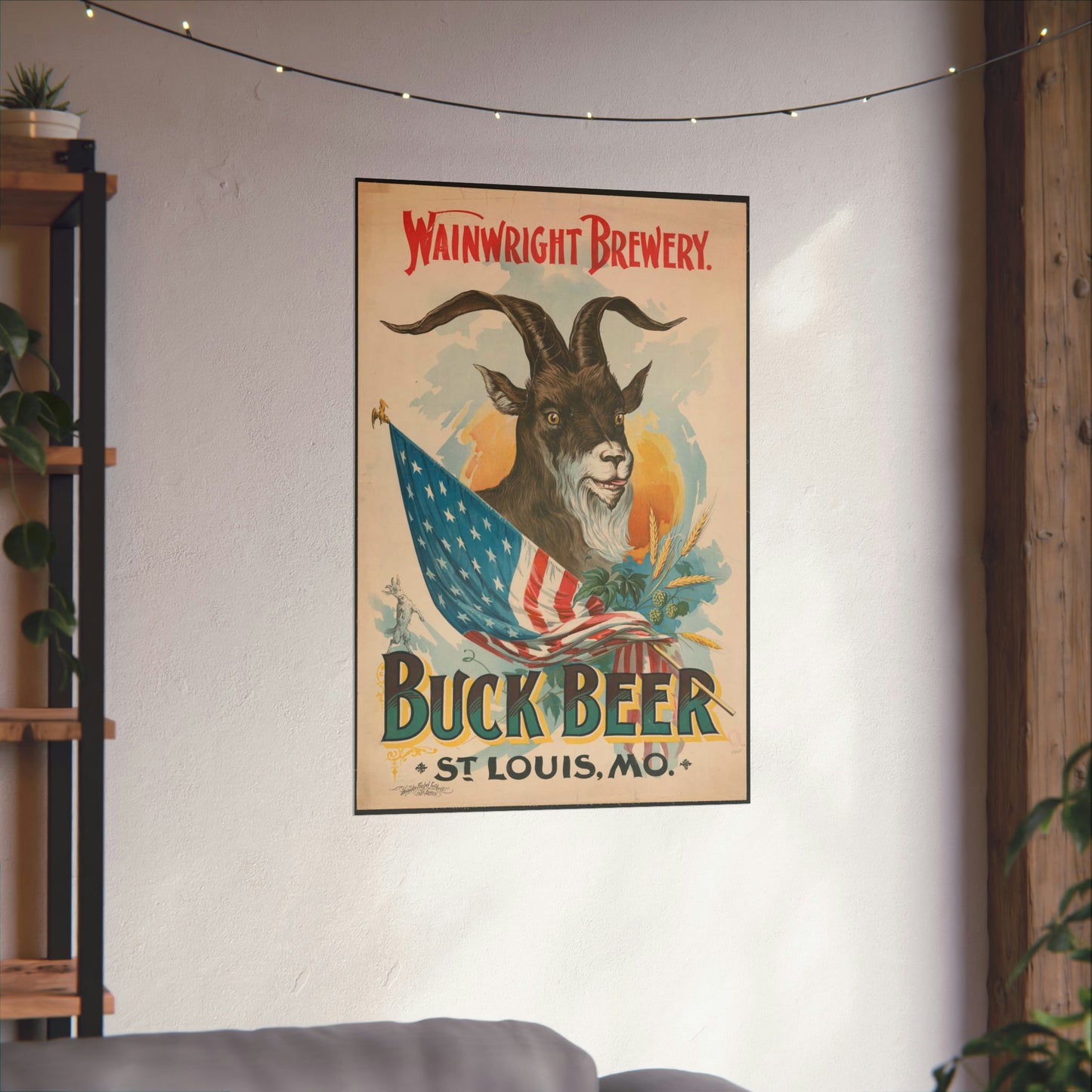 Wainwright Brewery, Buck Beer, St. Louis, MO High Quality Matte Wall Art Poster for Home, Office, Classroom