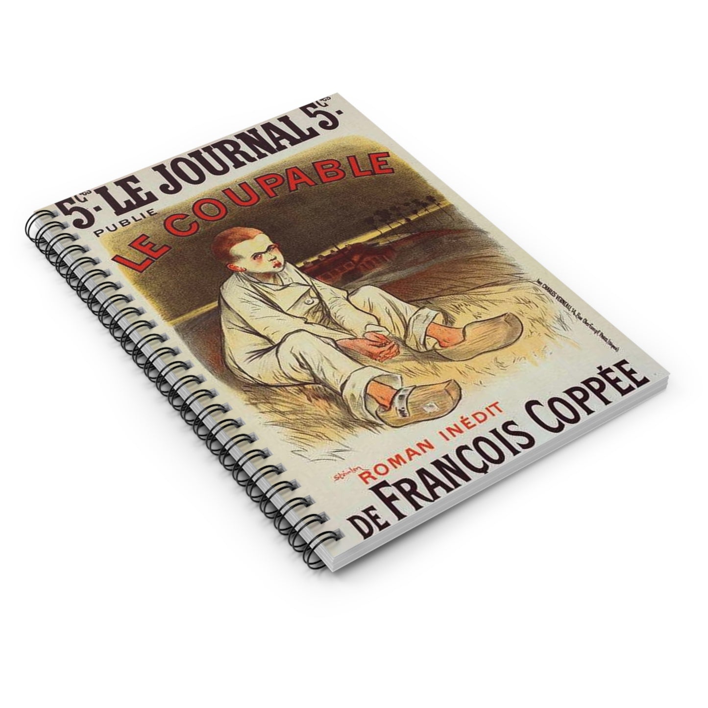 Affiche pour le roman "le Coupable", de François Coppée, publié dans le Journal. Spiral Bound Ruled Notebook with Printed Cover