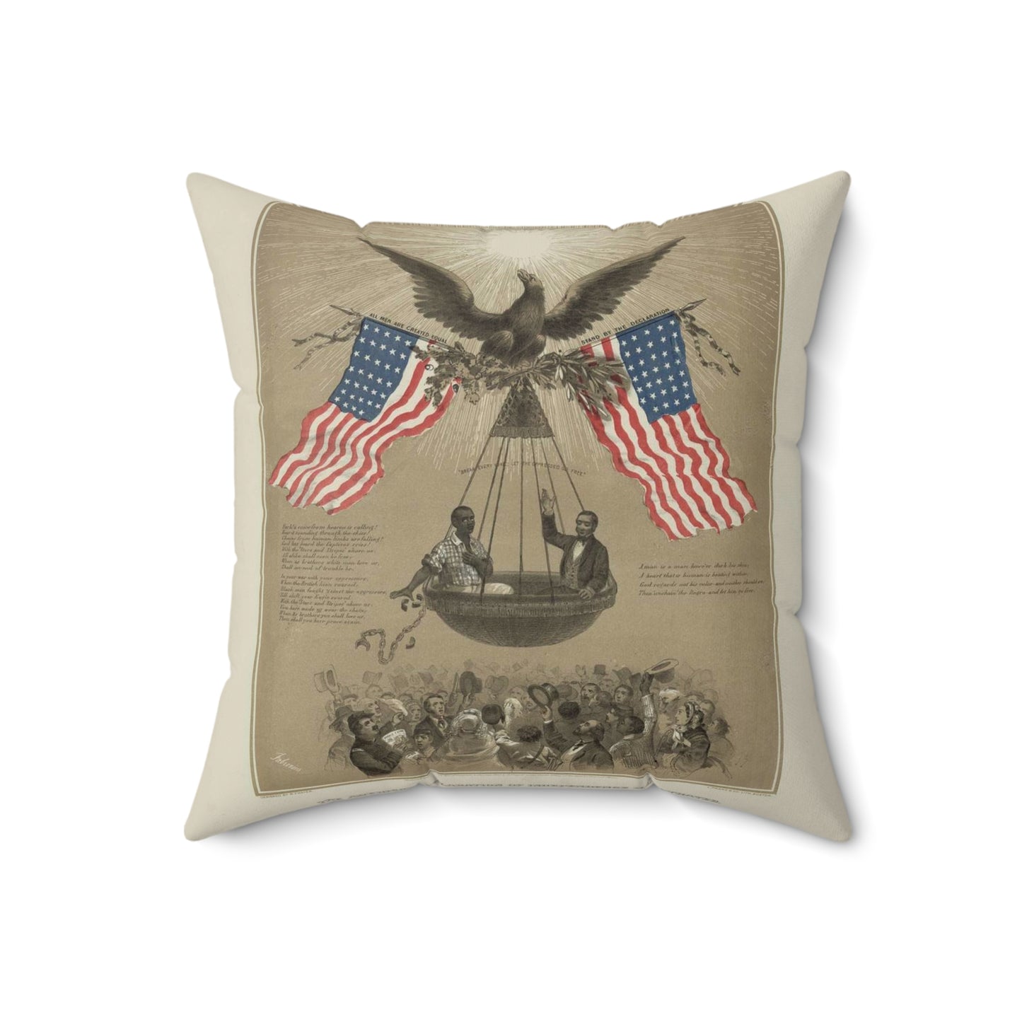 The American Declaration of Independence illustrated / Fabronious ; designed by R. Thayer ; L. Prang & Co. Lith., Boston. Decorative Accent Square Pillow