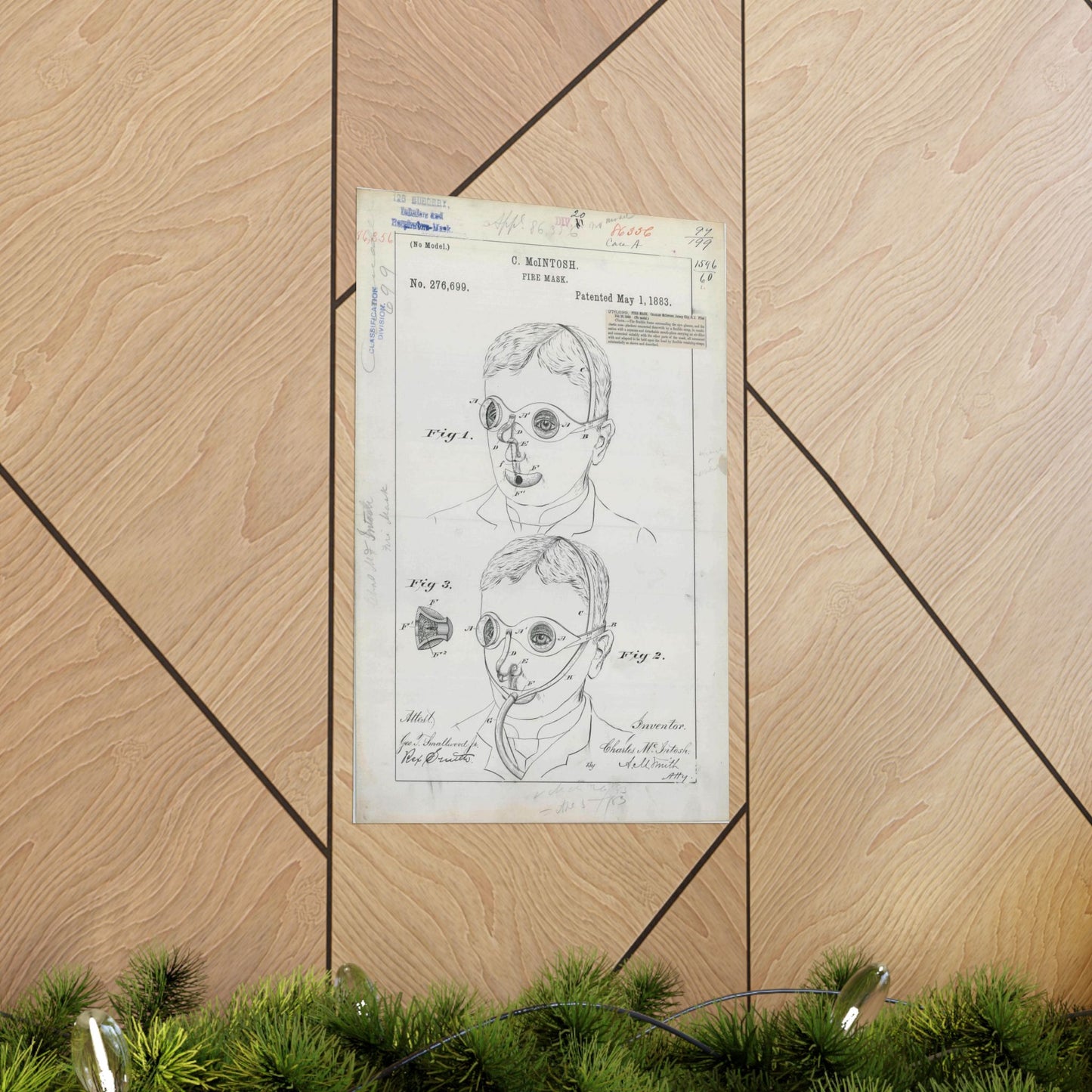 Patent drawing - for C. McIntosh's Fire Mask Public domain  image High Quality Matte Wall Art Poster for Home, Office, Classroom