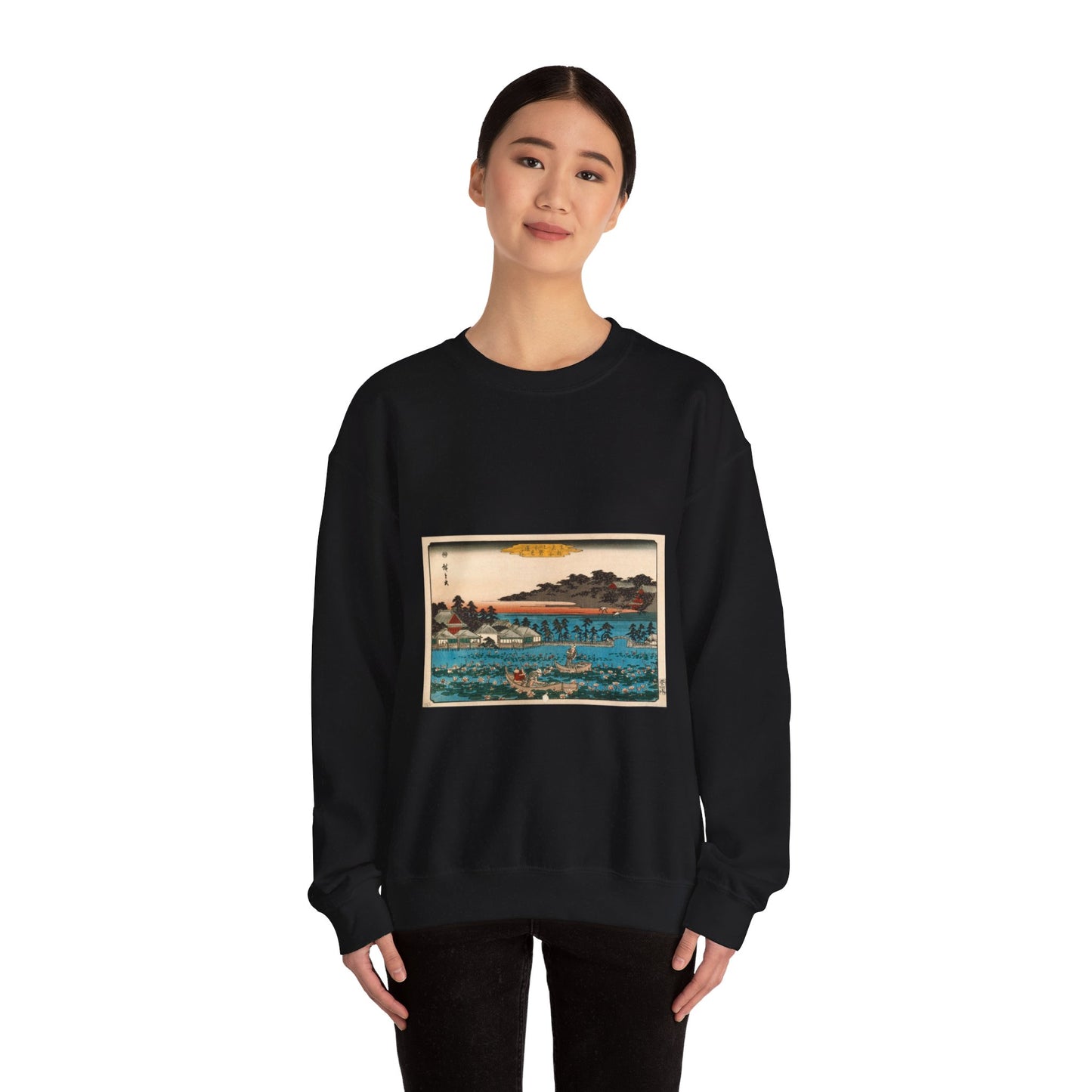 Shinobazu Pond at Ueno LACMA M.71.100.23 Black Heavy Blend Adult Crew Neck SweatShirt