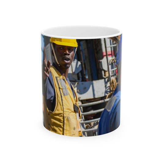 Seaman Glenrick Henry directs crew members as rig captain Beautiful Novelty Ceramic Coffee Mug 11oz